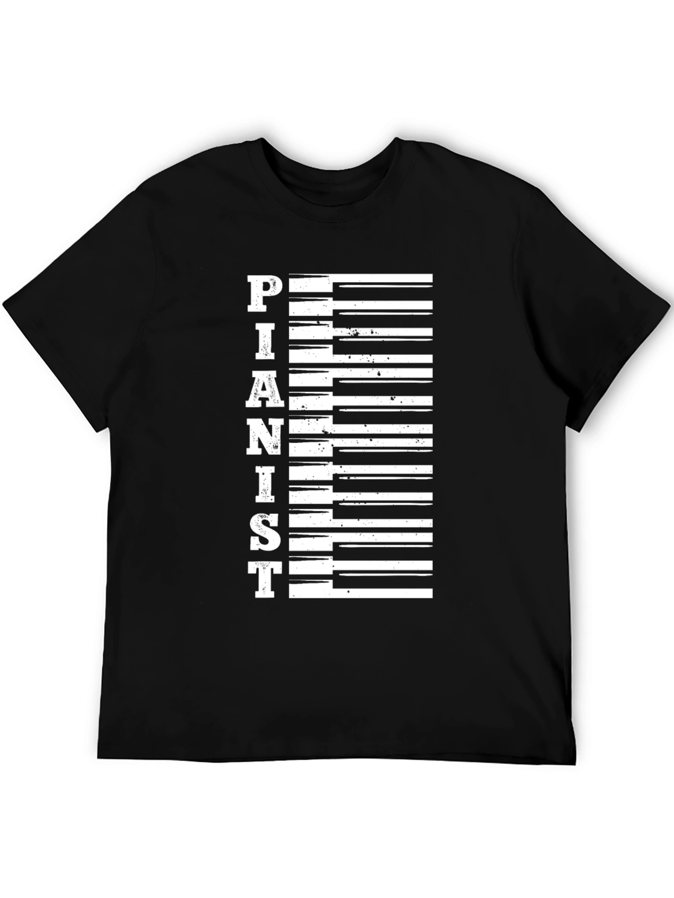 Camiseta Negra Pianista Diseño Teclas de Piano