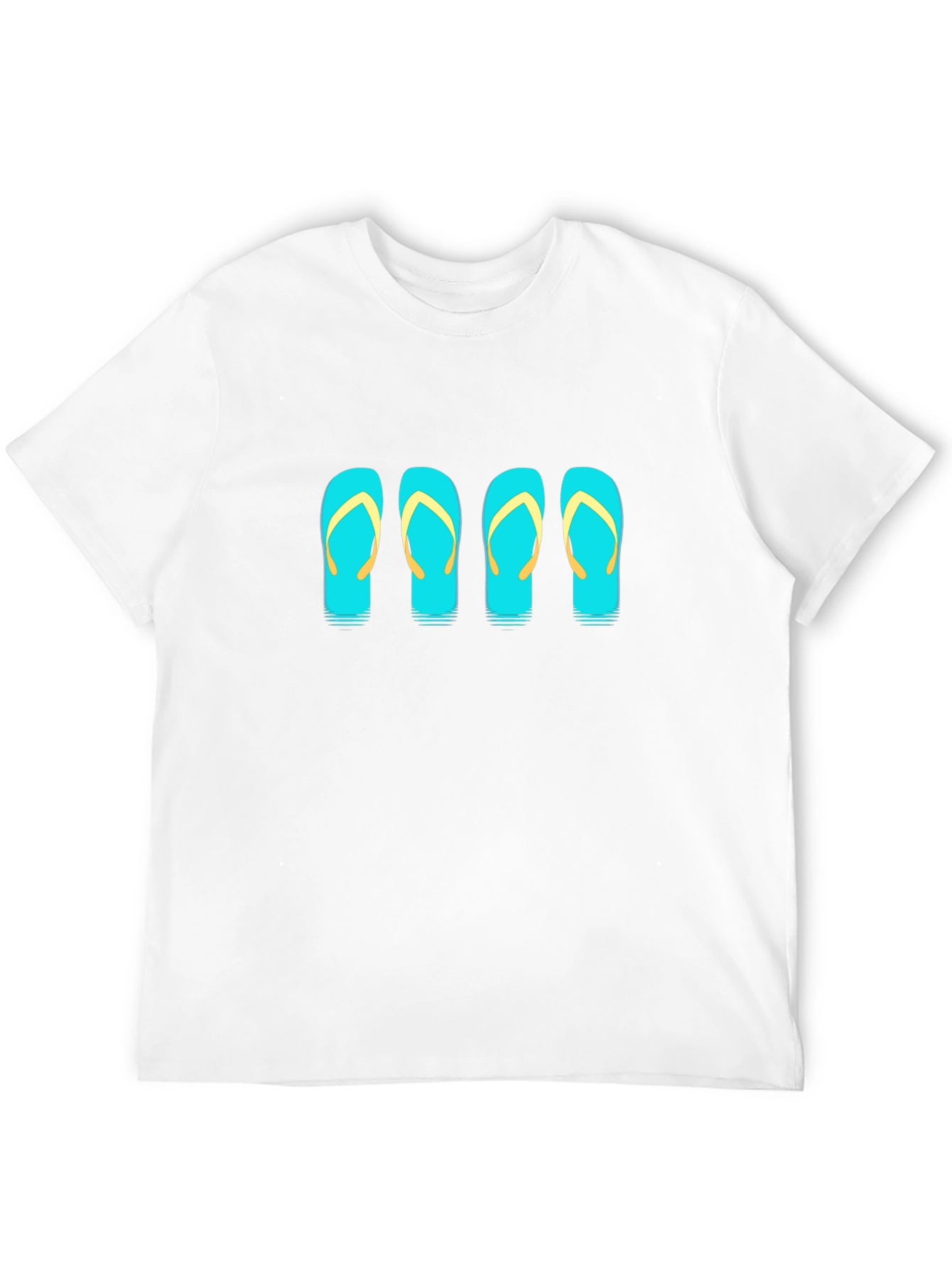 Camiseta Negra con Diseño de Chanclas Turquesa