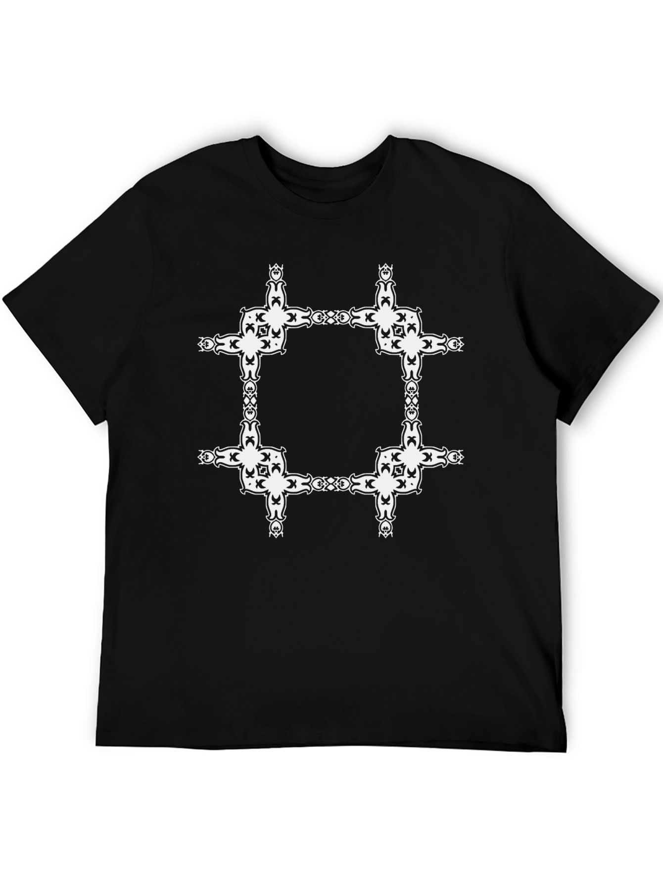 Camiseta Negra con Diseño Cuadrado Abstracto