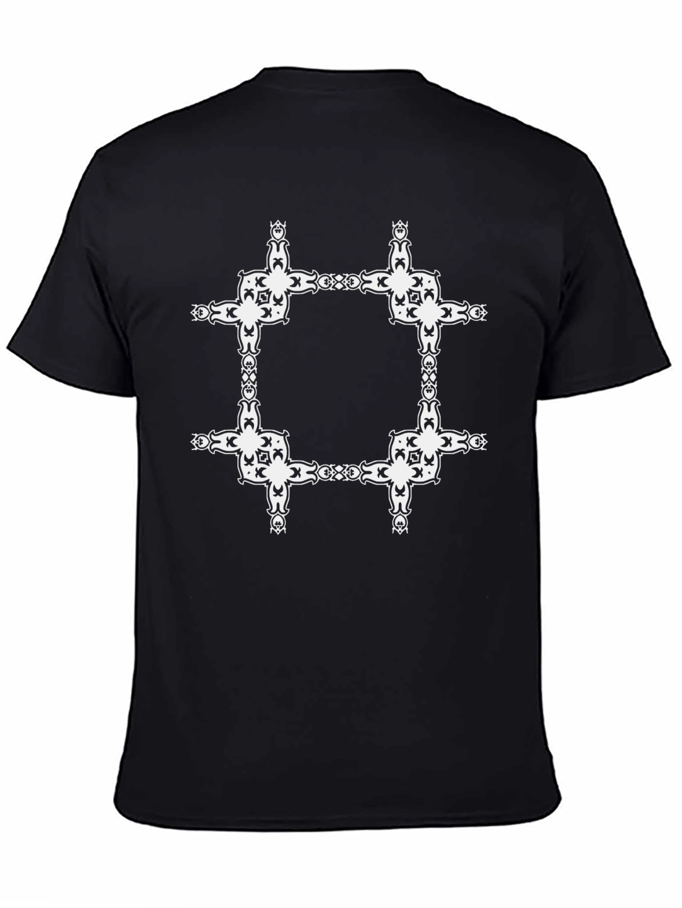 Camiseta Negra con Diseño Cuadrado Abstracto