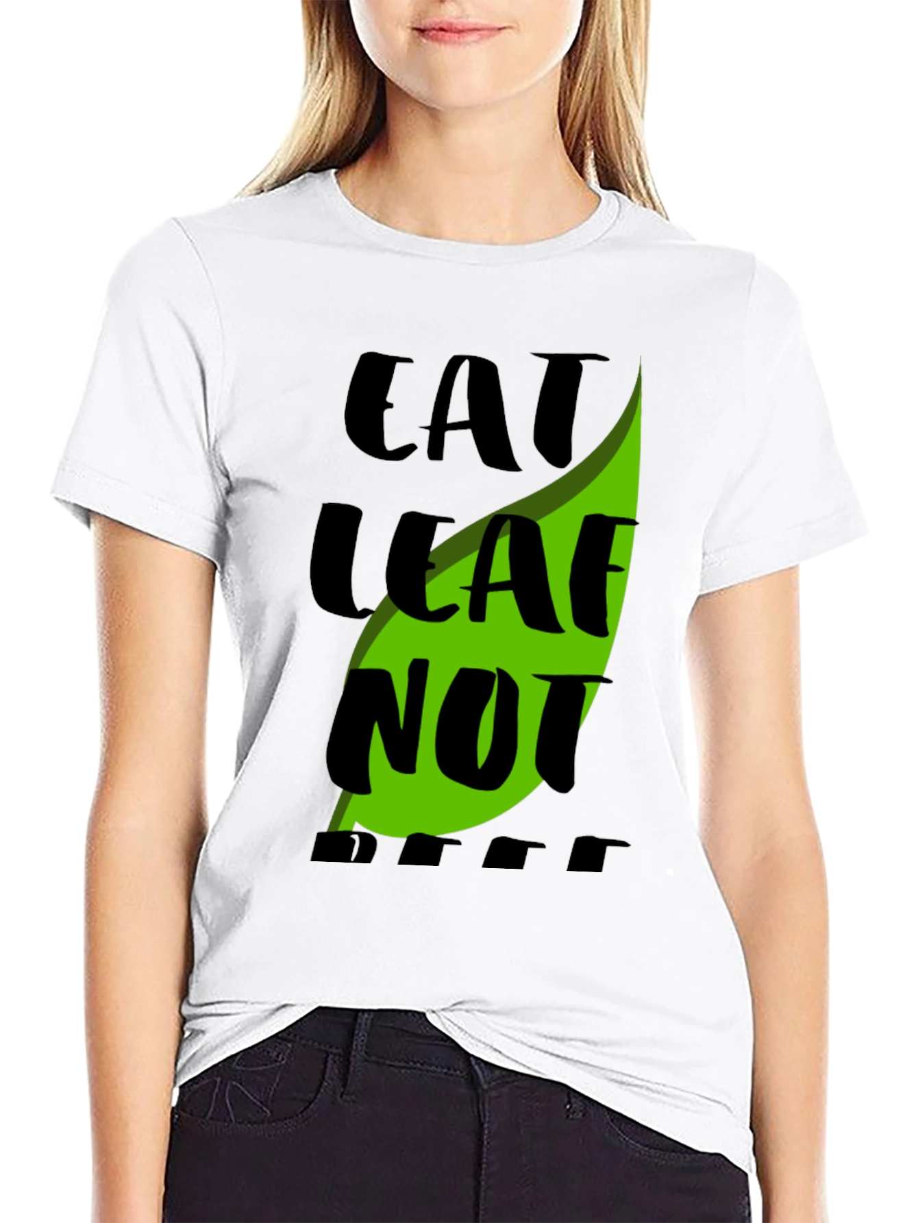 Camiseta Negra Eat Leaf Not Beef