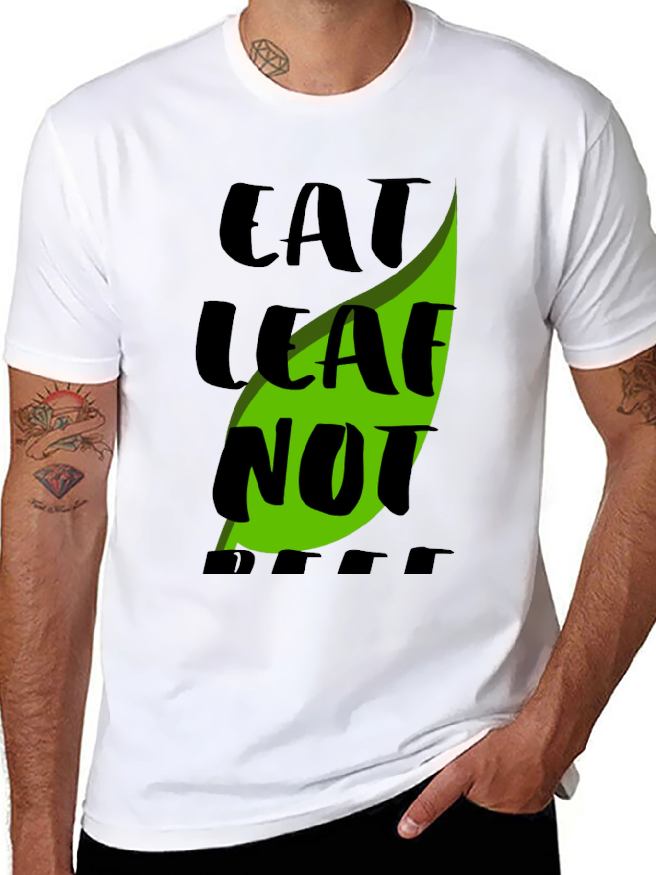 Camiseta Negra Eat Leaf Not Beef