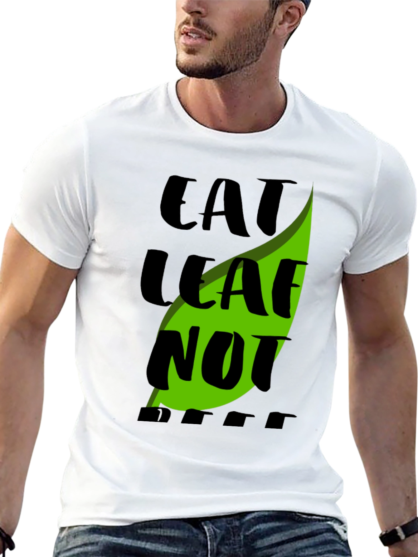 Camiseta Negra Eat Leaf Not Beef