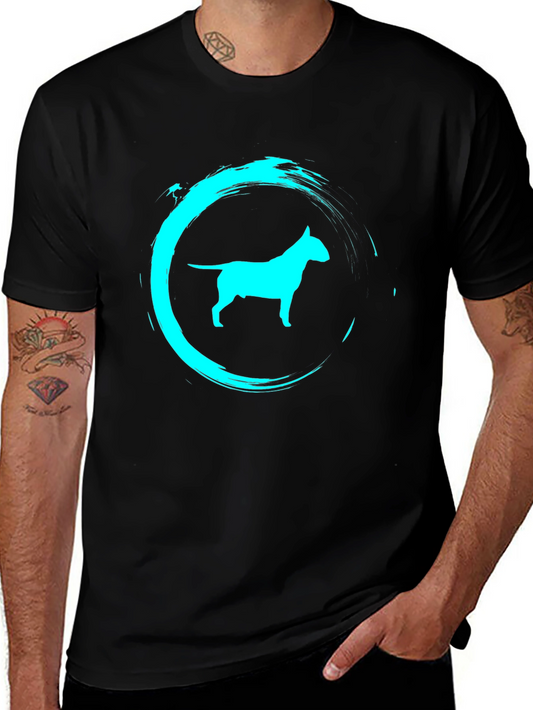 Camiseta Negra con Diseño de Bull Terrier Turquesa