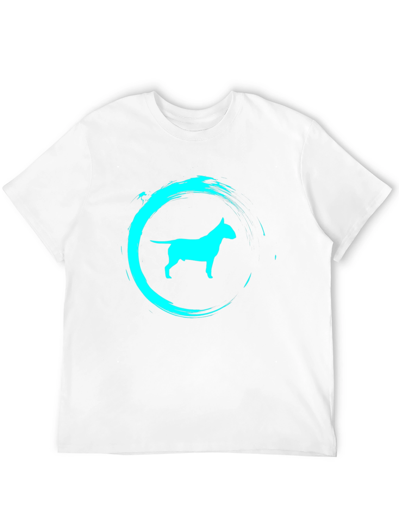 Camiseta Negra con Diseño de Bull Terrier Turquesa