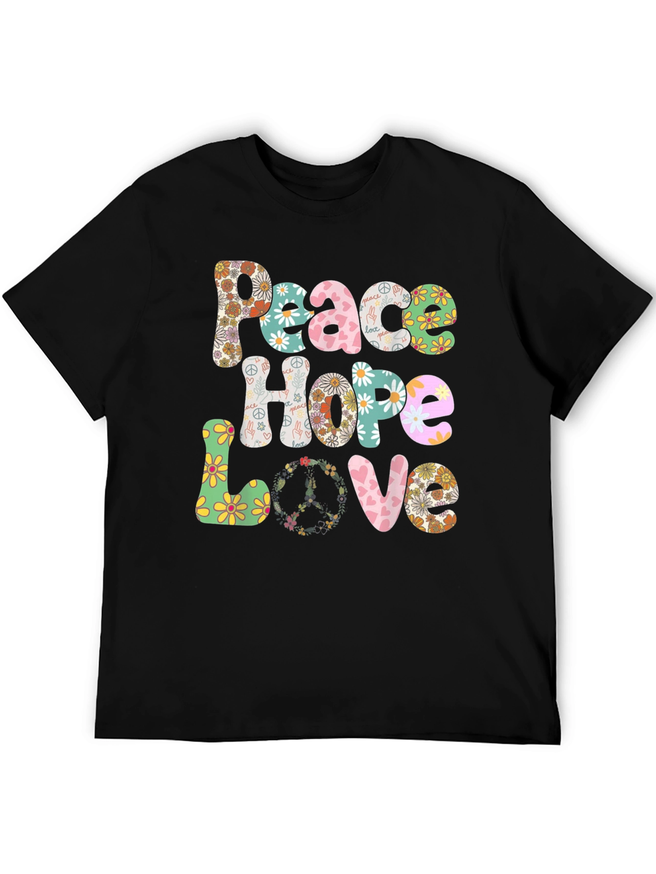 Camiseta Paz Amor y Esperanza Floral Hippie