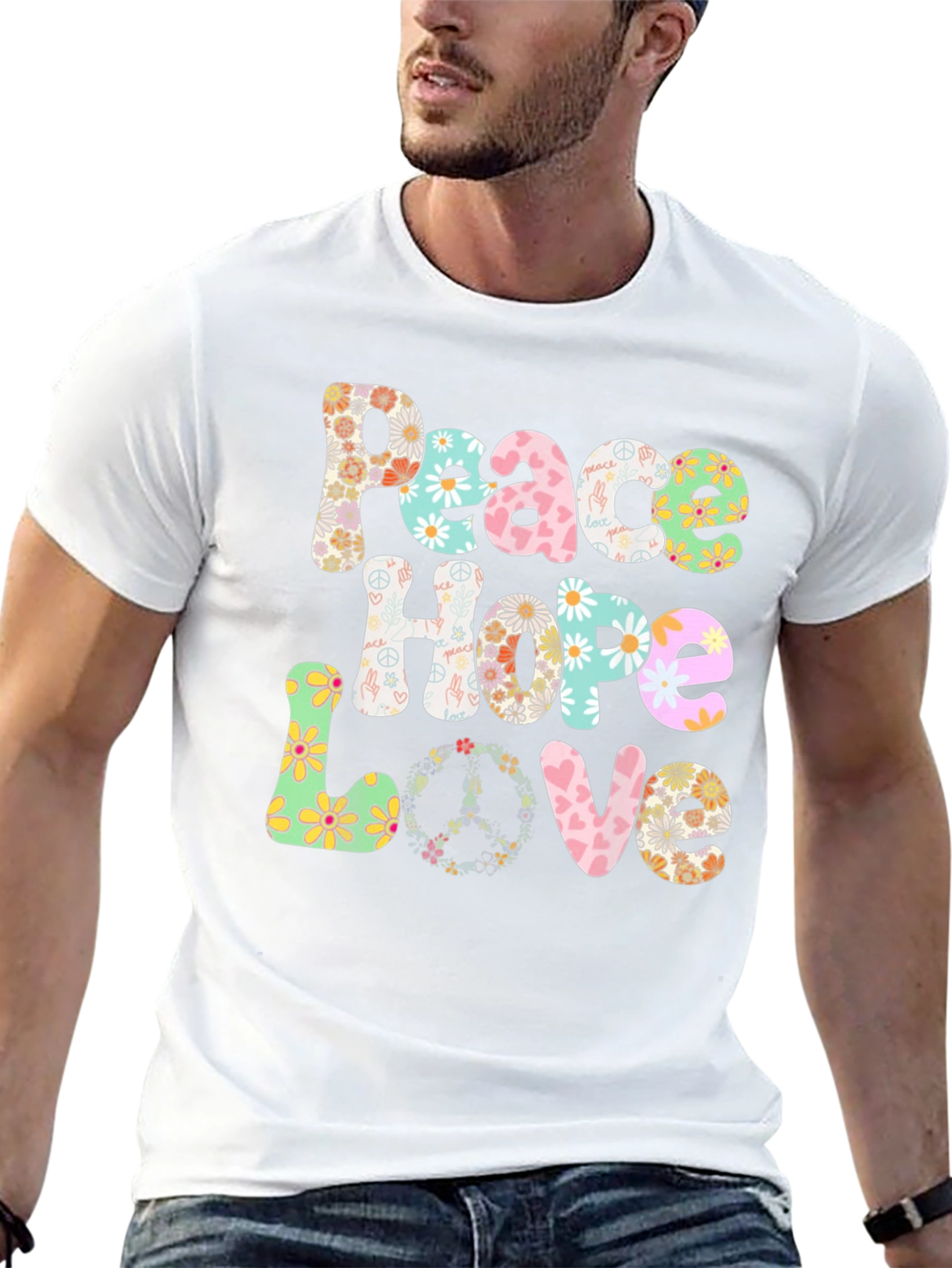 Camiseta Paz Amor y Esperanza Floral Hippie