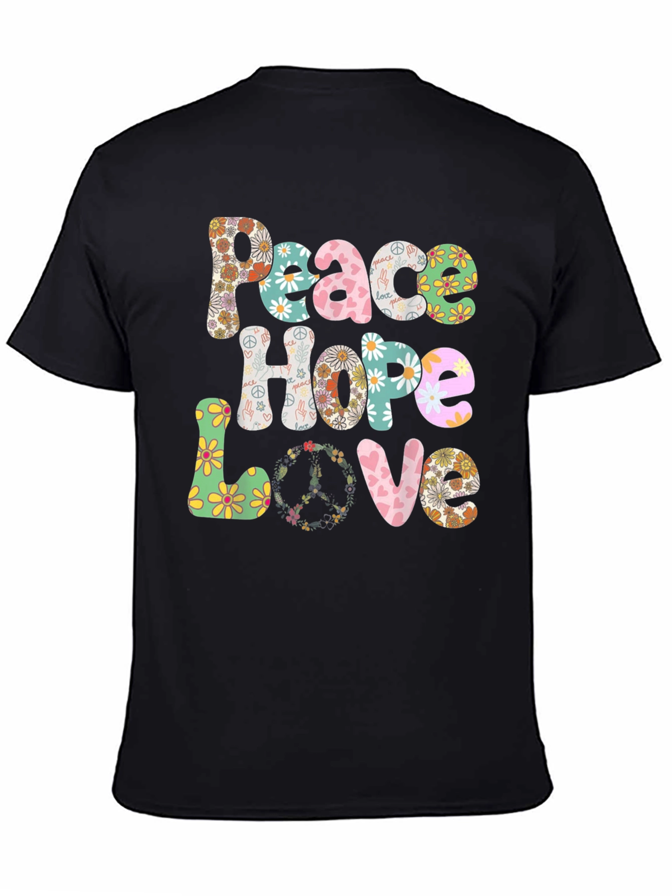 Camiseta Paz Amor y Esperanza Floral Hippie