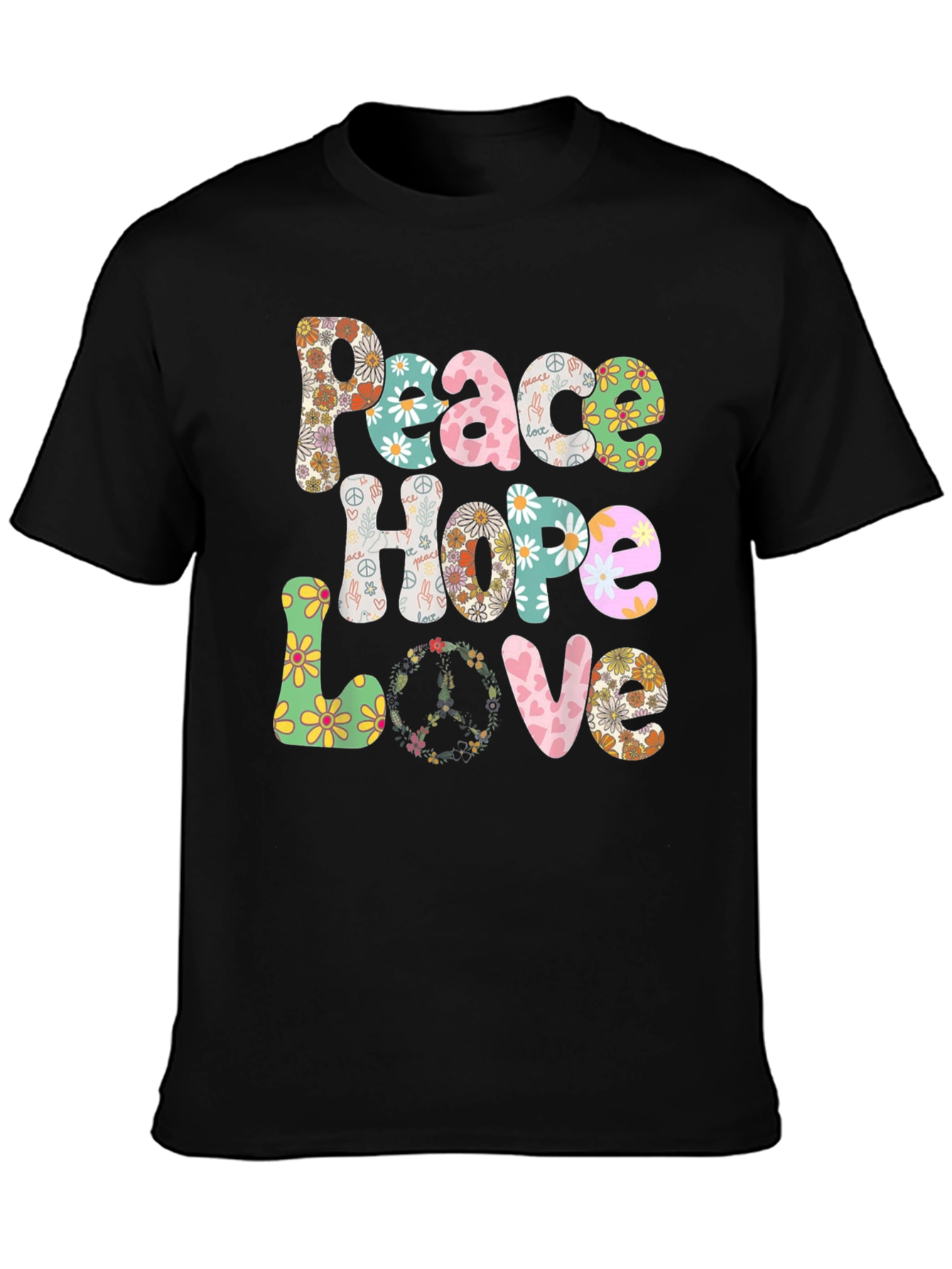 Camiseta Paz Amor y Esperanza Floral Hippie