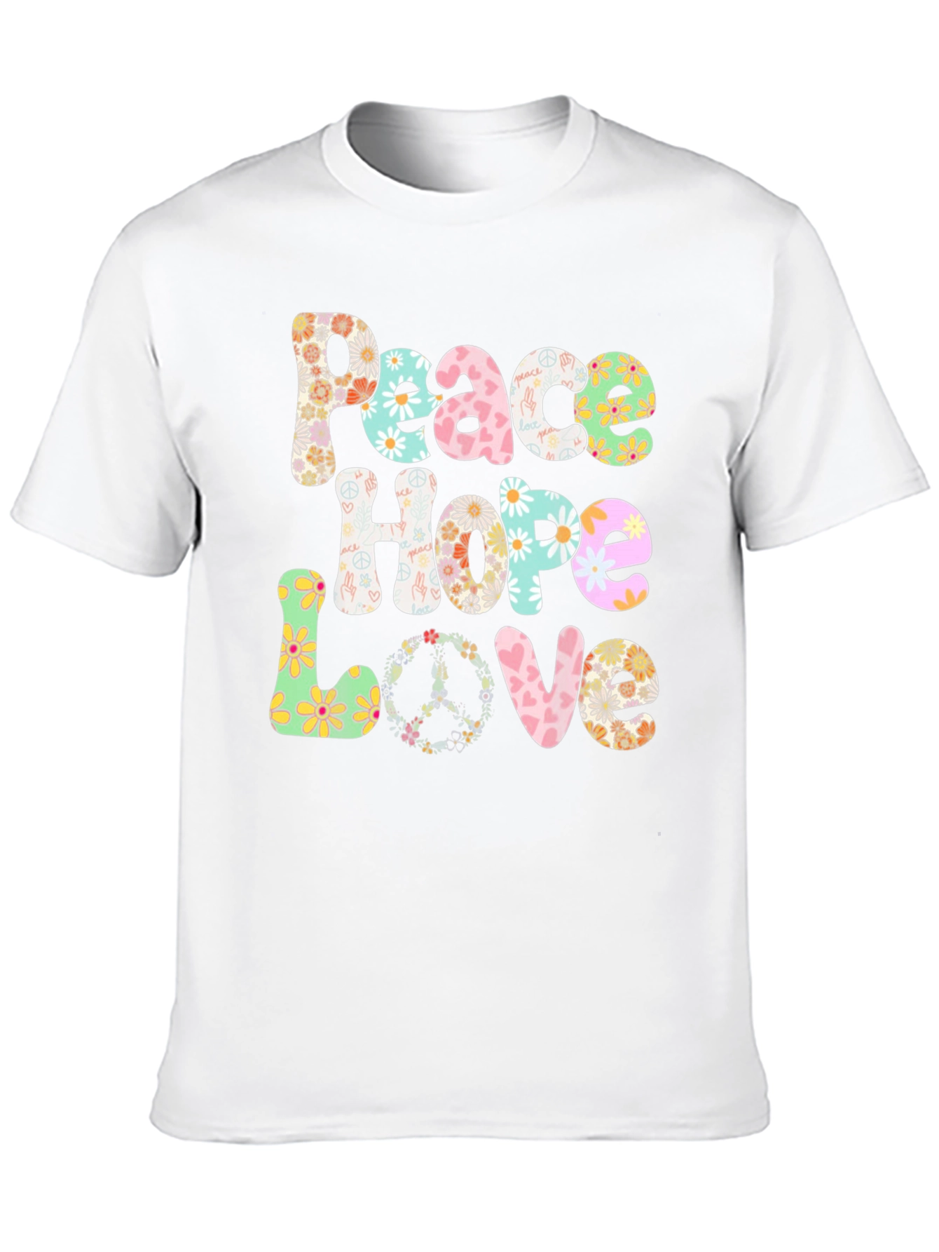 Camiseta Paz Amor y Esperanza Floral Hippie