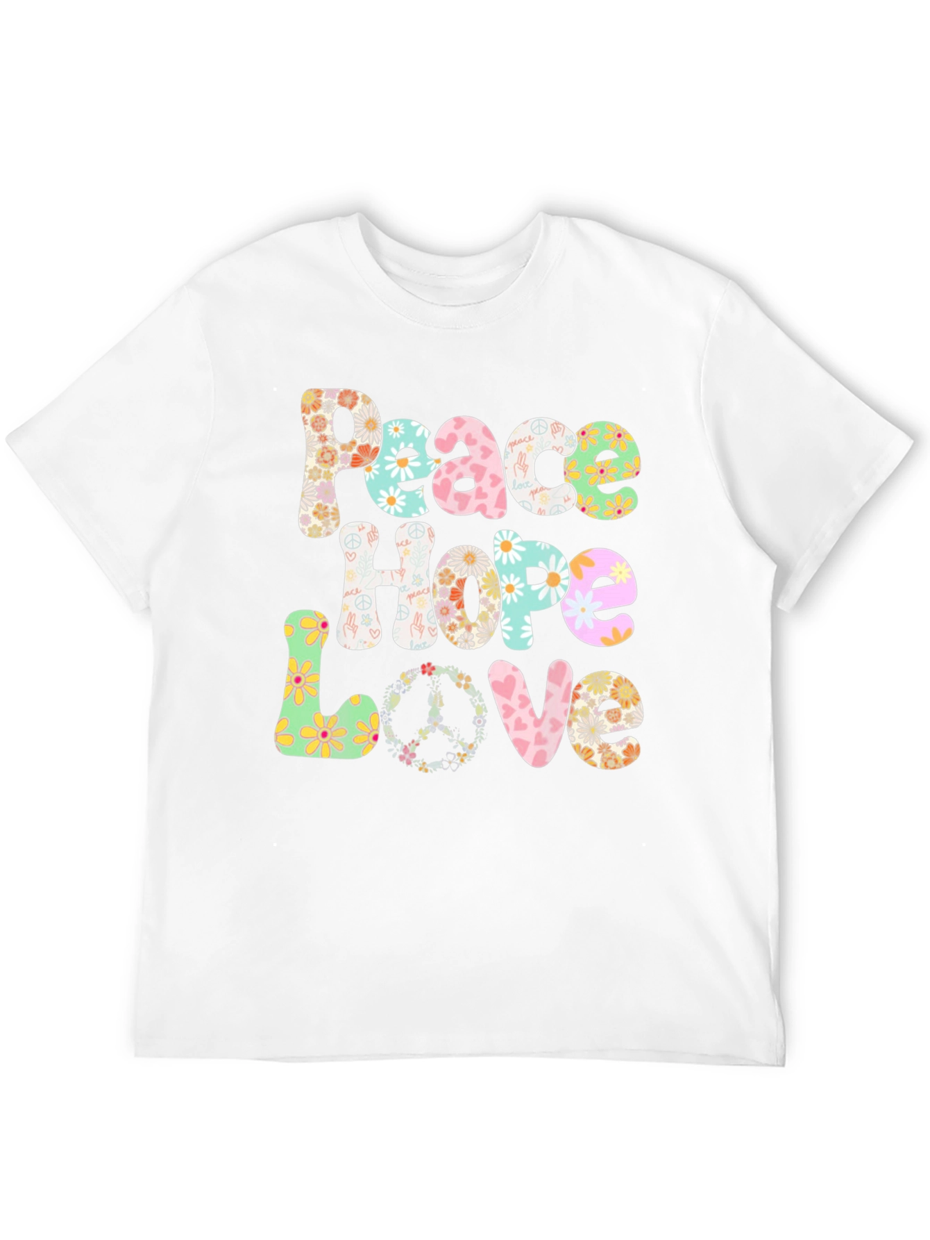 Camiseta Paz Amor y Esperanza Floral Hippie