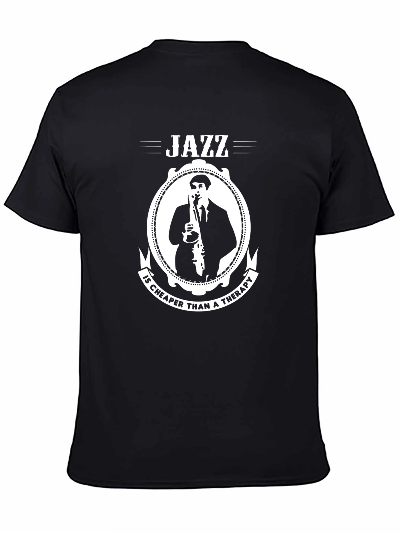 Camiseta Negra Jazz: Más Barata que la Terapia