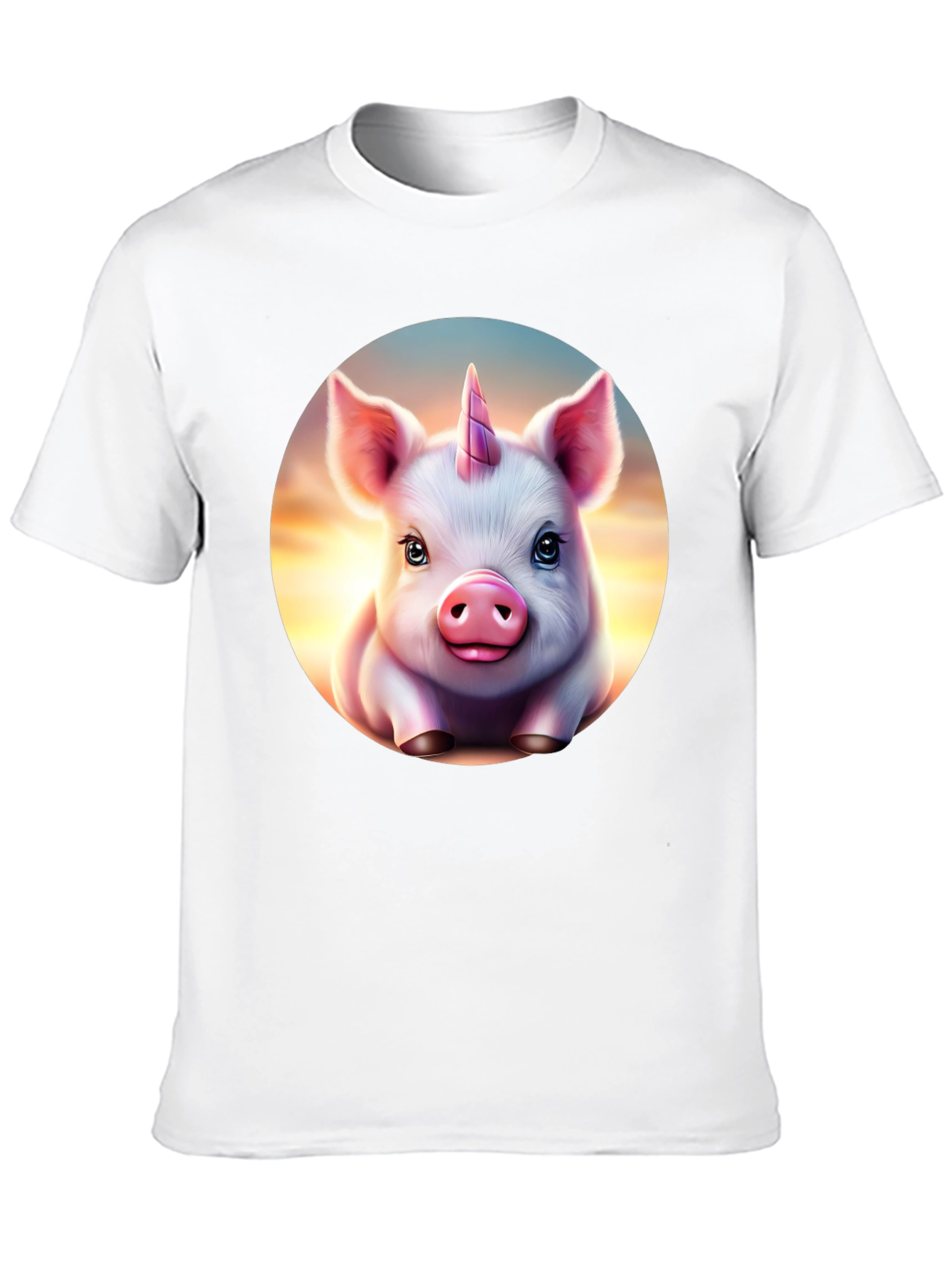 Camiseta Negra con Cerdo Unicornio Animado