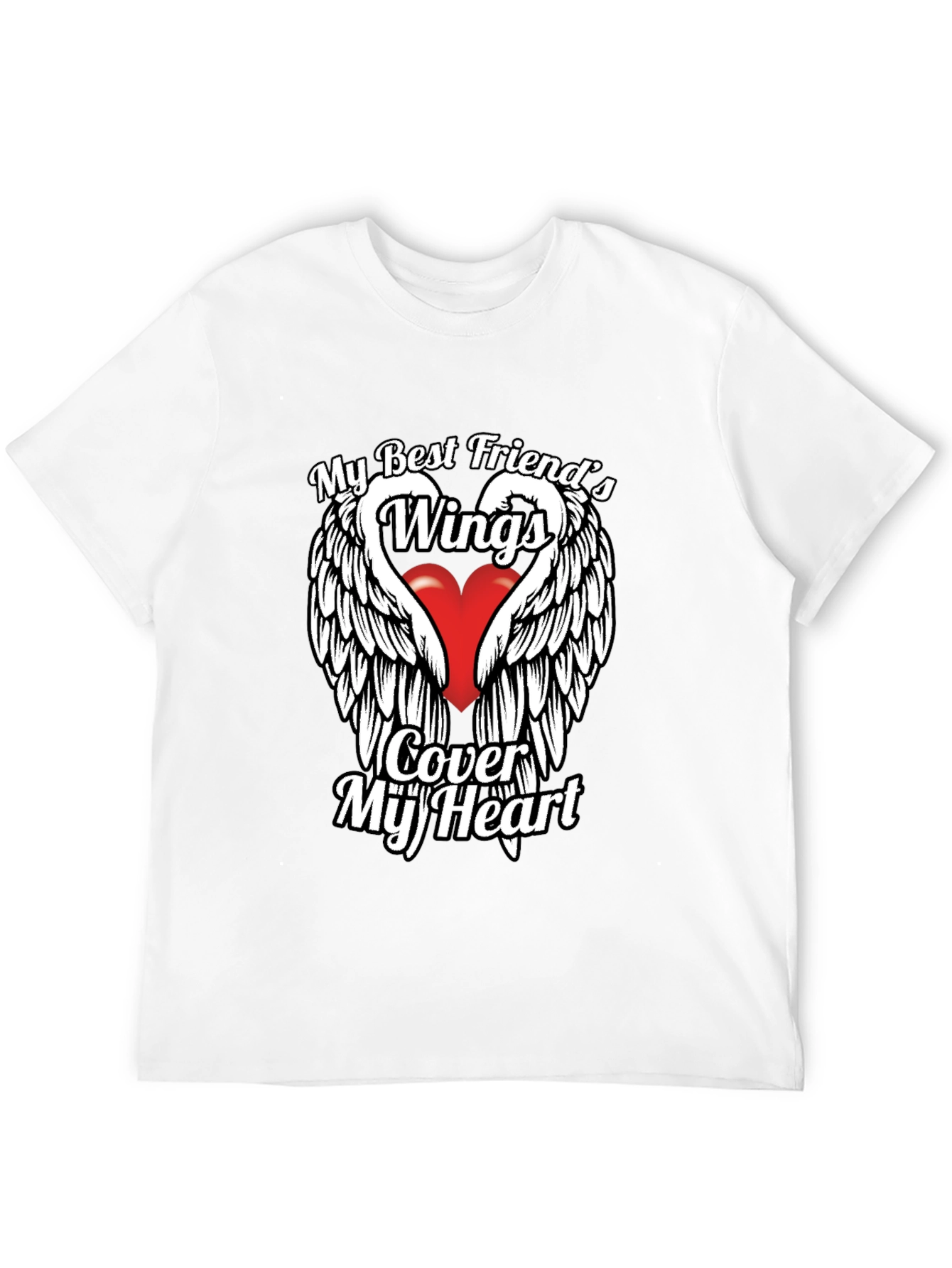 Camiseta Negra: Alas de Amistad y Protección