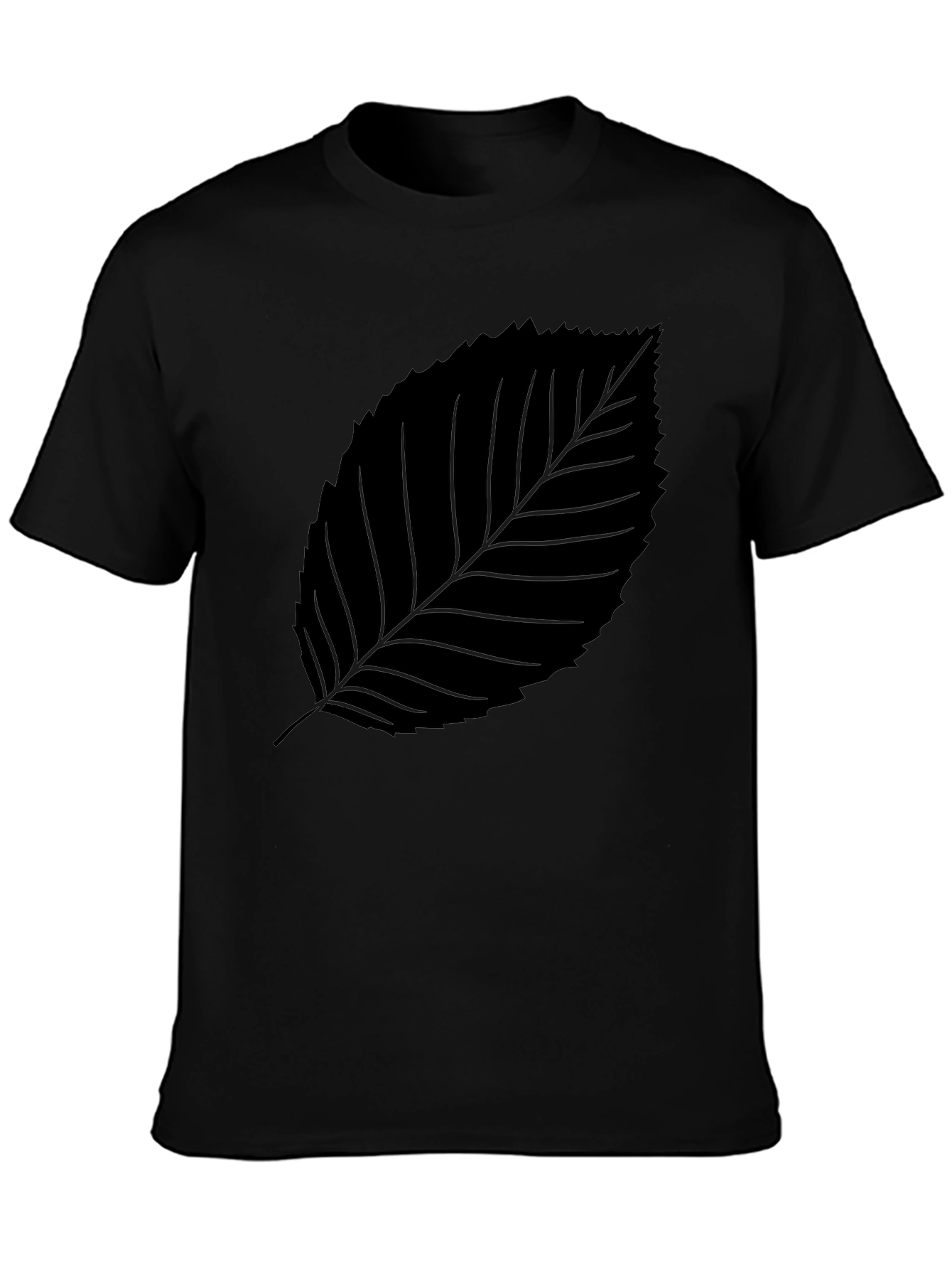 Camiseta Negra con Hoja Estilizada