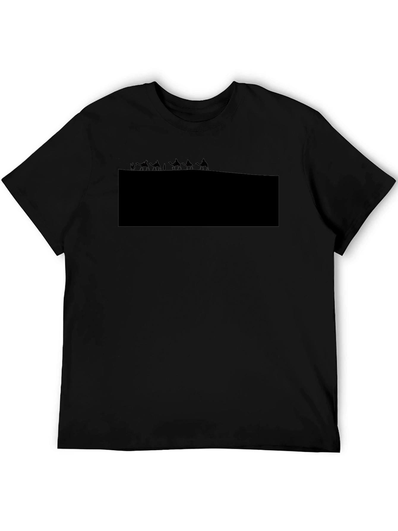 Camiseta Negra con Diseño de Caravana en el Desierto