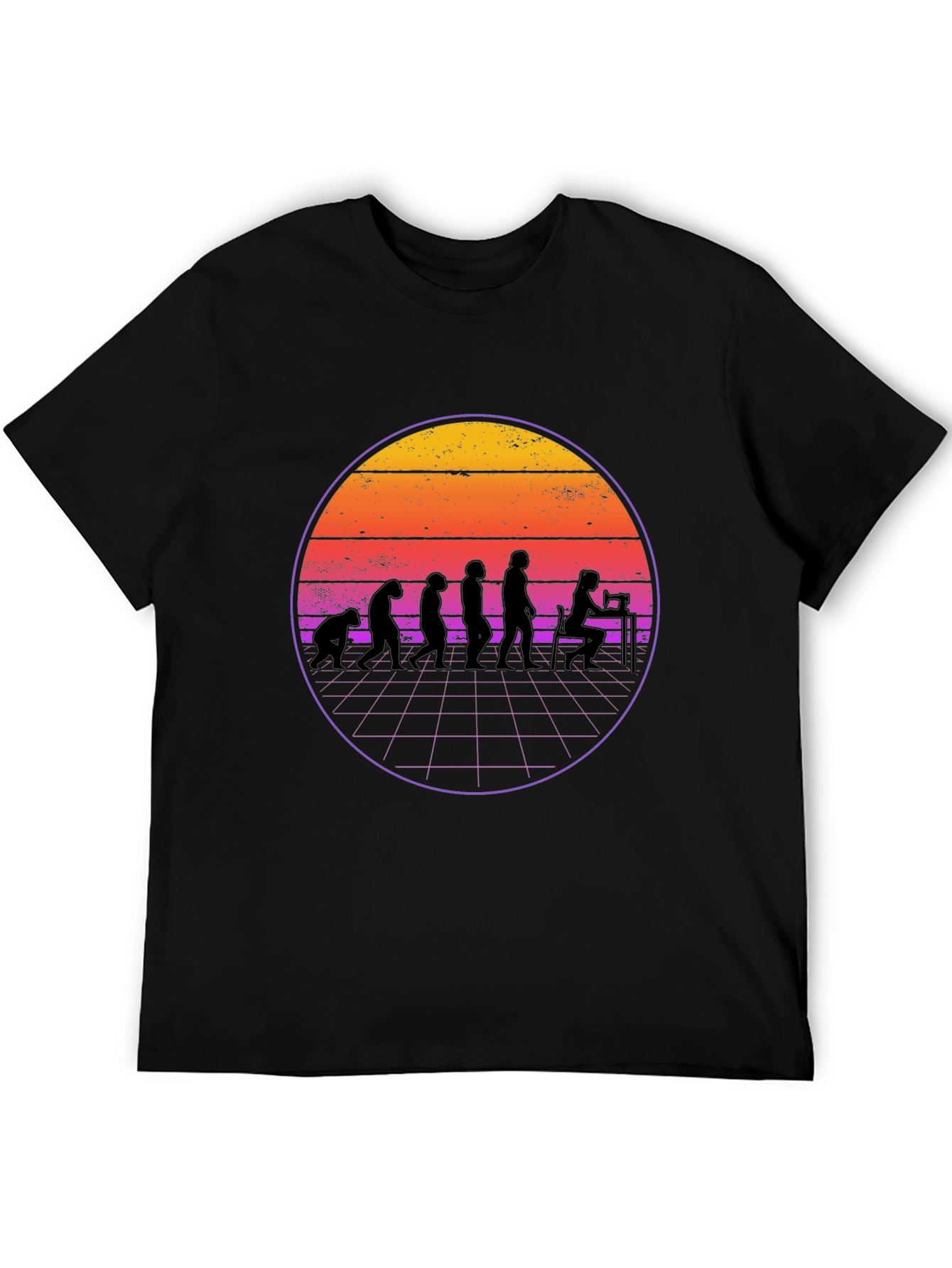 Camiseta Negra Evolución Costura Retro
