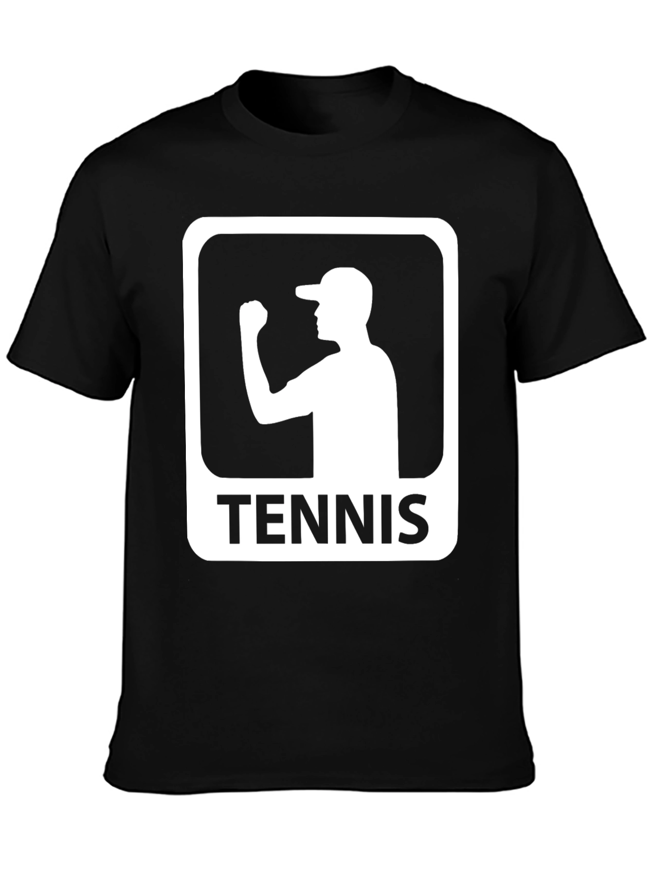 Camiseta Negra Diseño Tenis para Hombre
