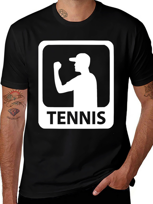 Camiseta Negra Diseño Tenis para Hombre