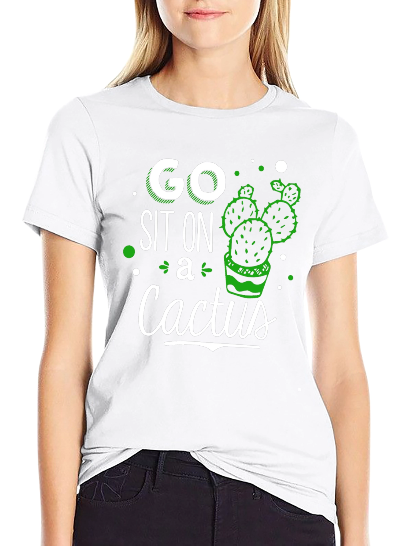 Camiseta Negra con Diseño Gráfico de Cactus