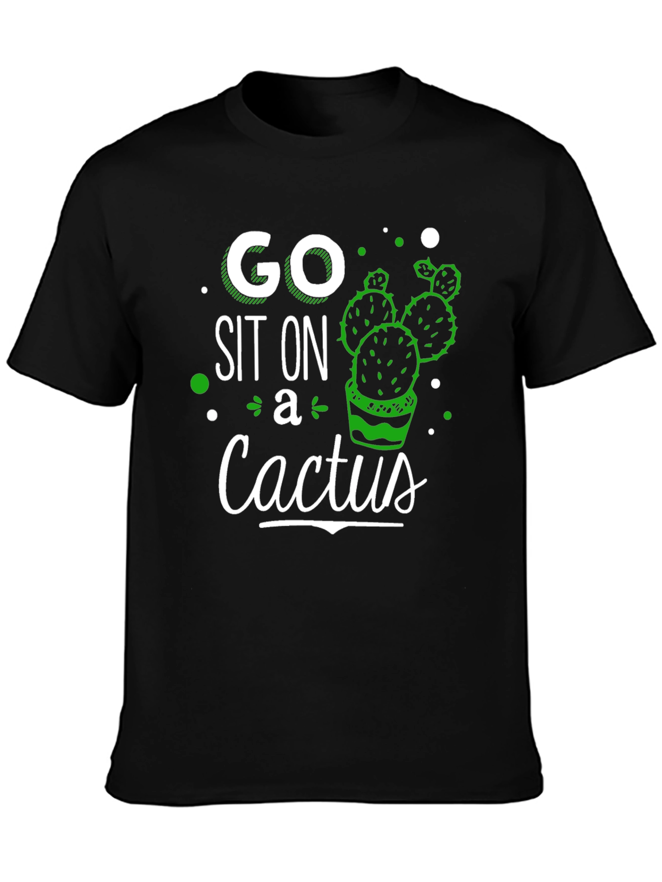 Camiseta Negra con Diseño Gráfico de Cactus