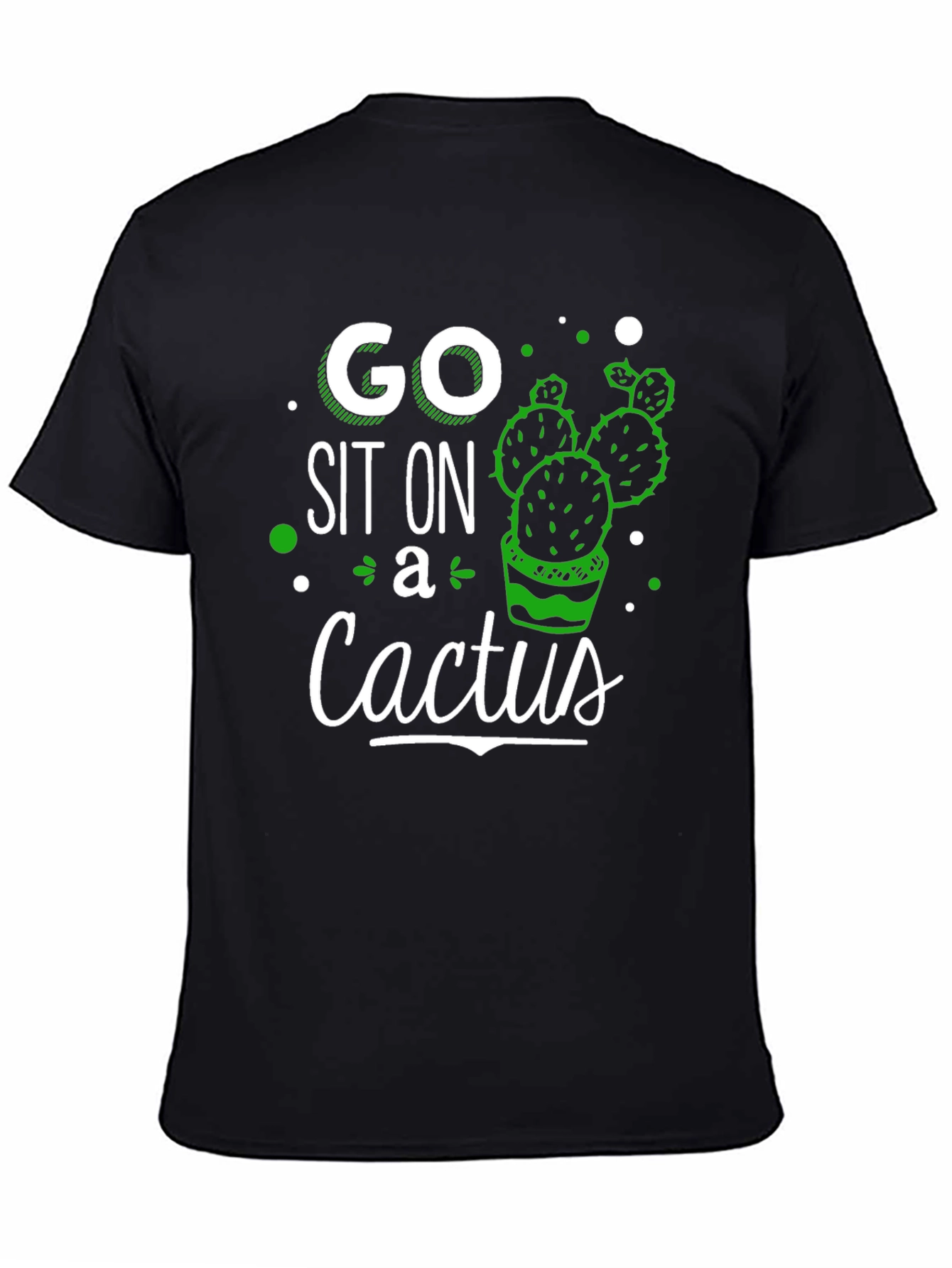 Camiseta Negra con Diseño Gráfico de Cactus
