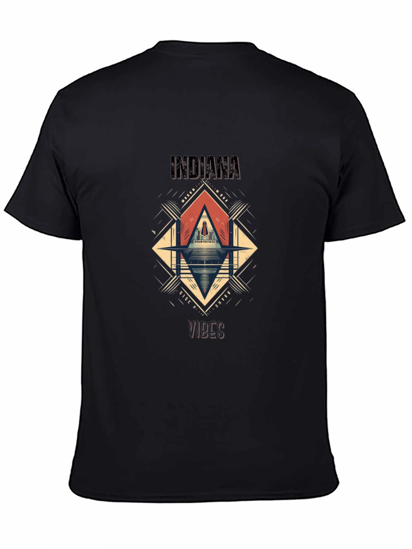 Camiseta Indiana Vibes Hombre Negra Diseño Gráfico