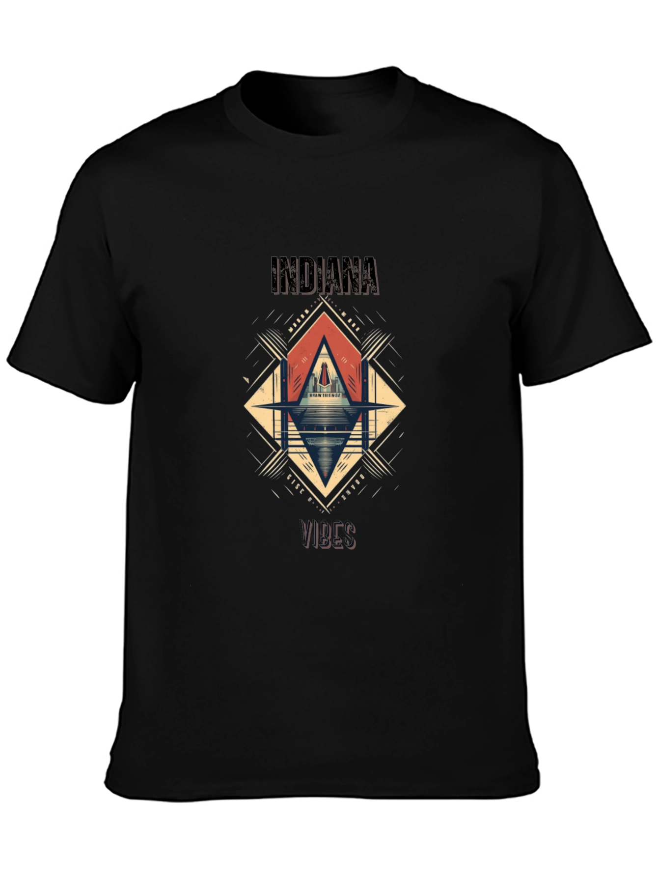 Camiseta Indiana Vibes Hombre Negra Diseño Gráfico