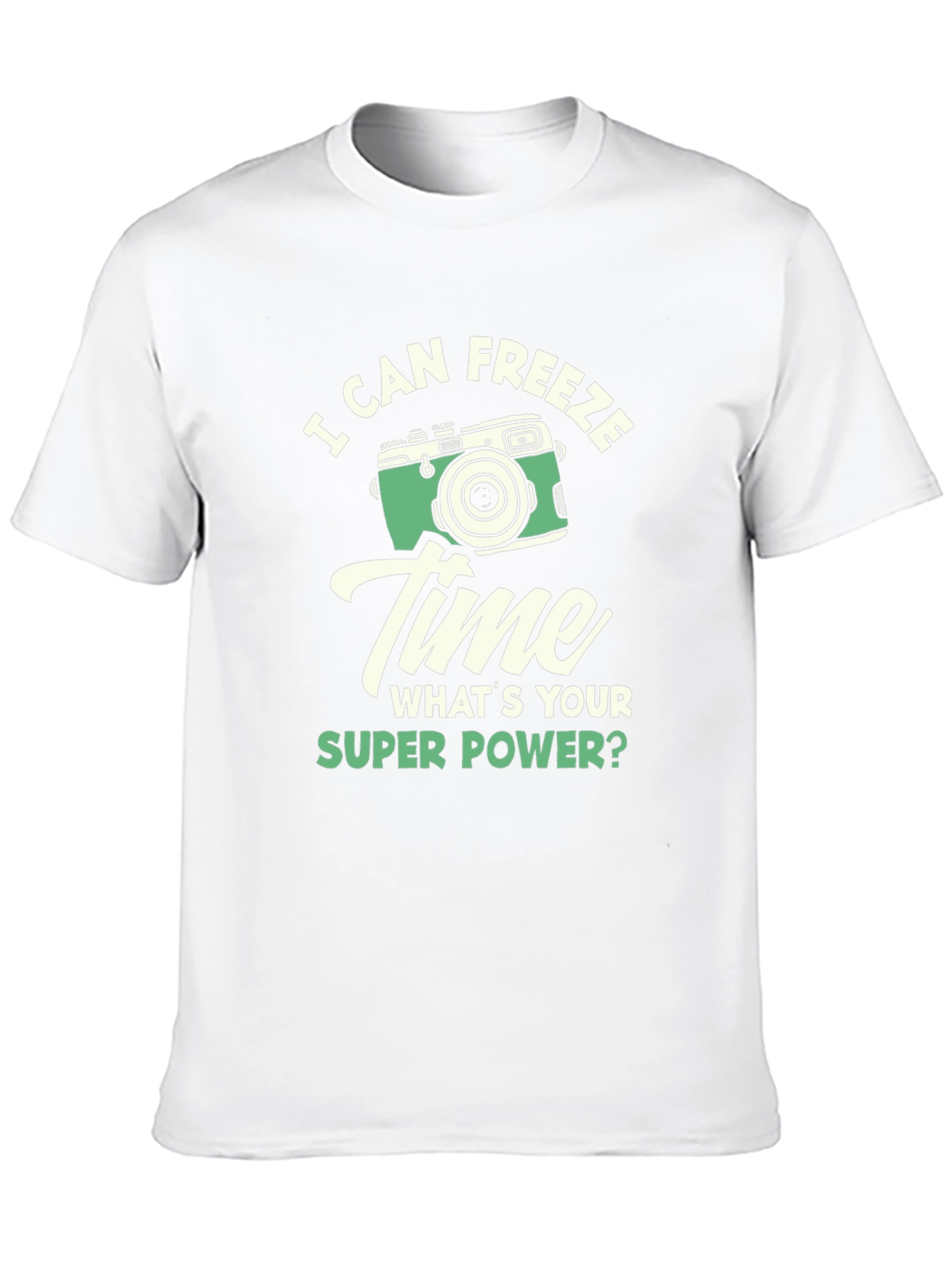 Camiseta Negra Super Poderes con Diseño de Cámara