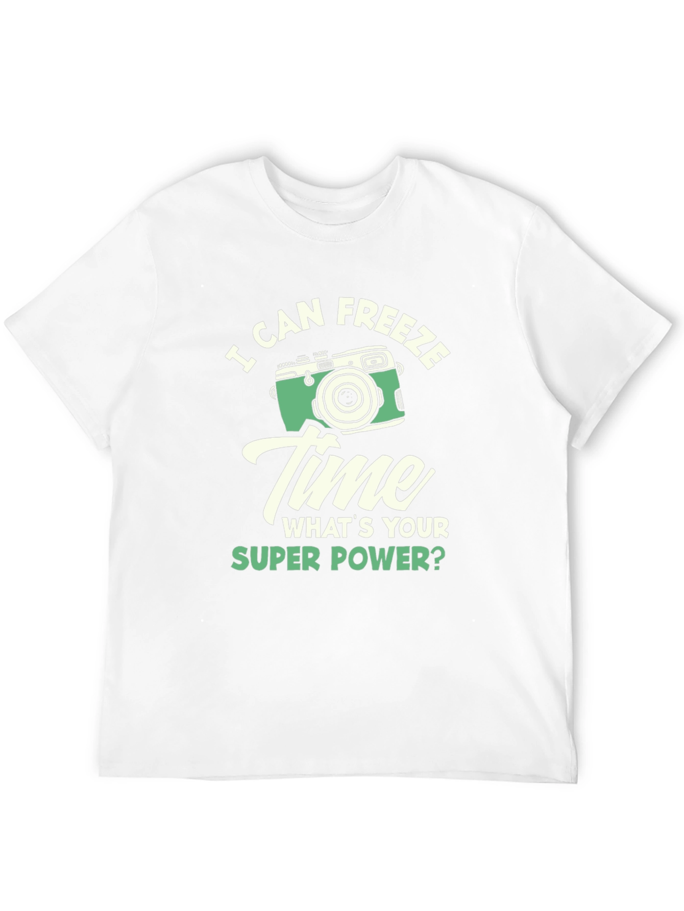 Camiseta Negra Super Poderes con Diseño de Cámara