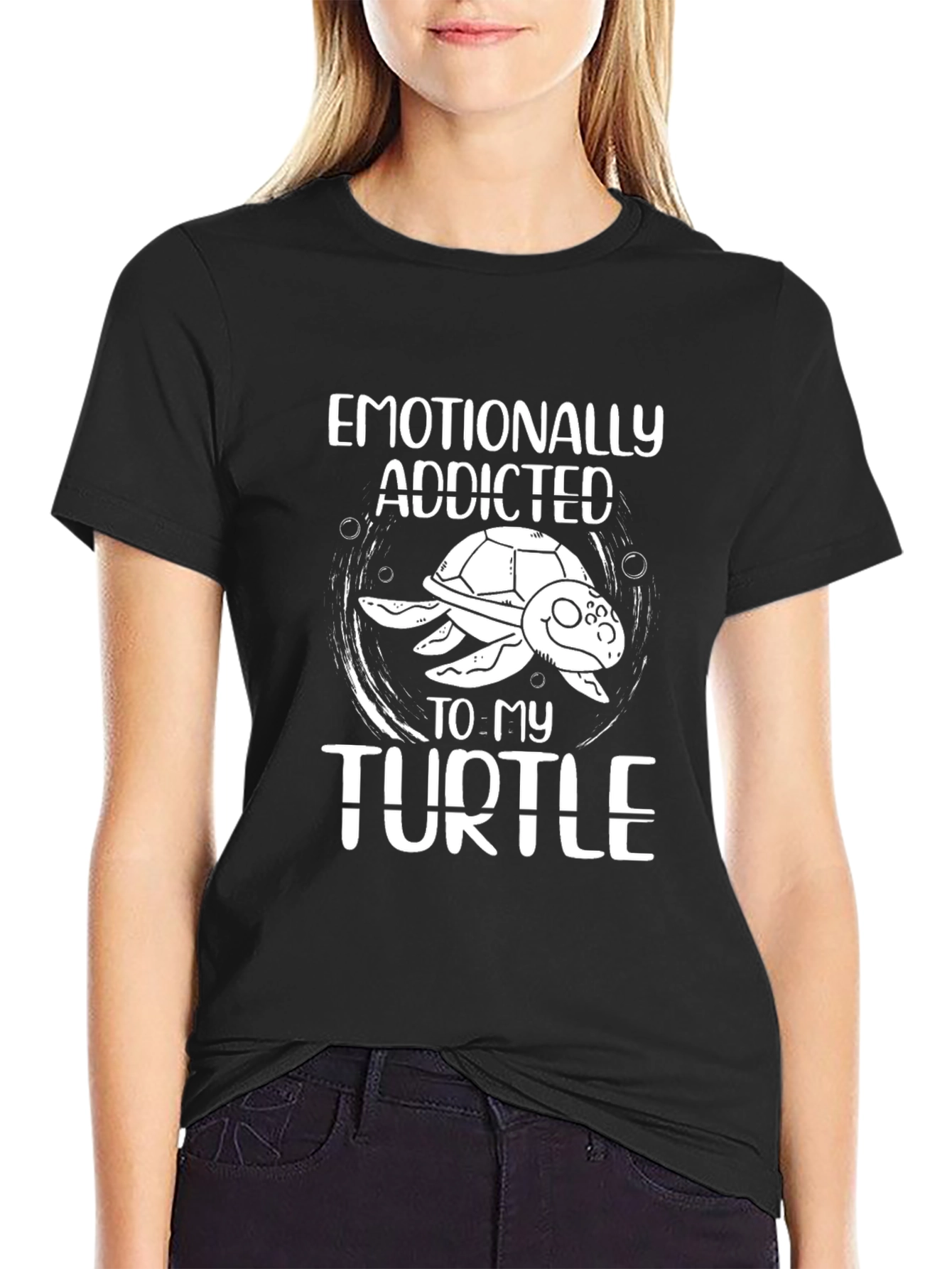Camiseta Negra: Adicto Emocionalmente a mi Tortuga