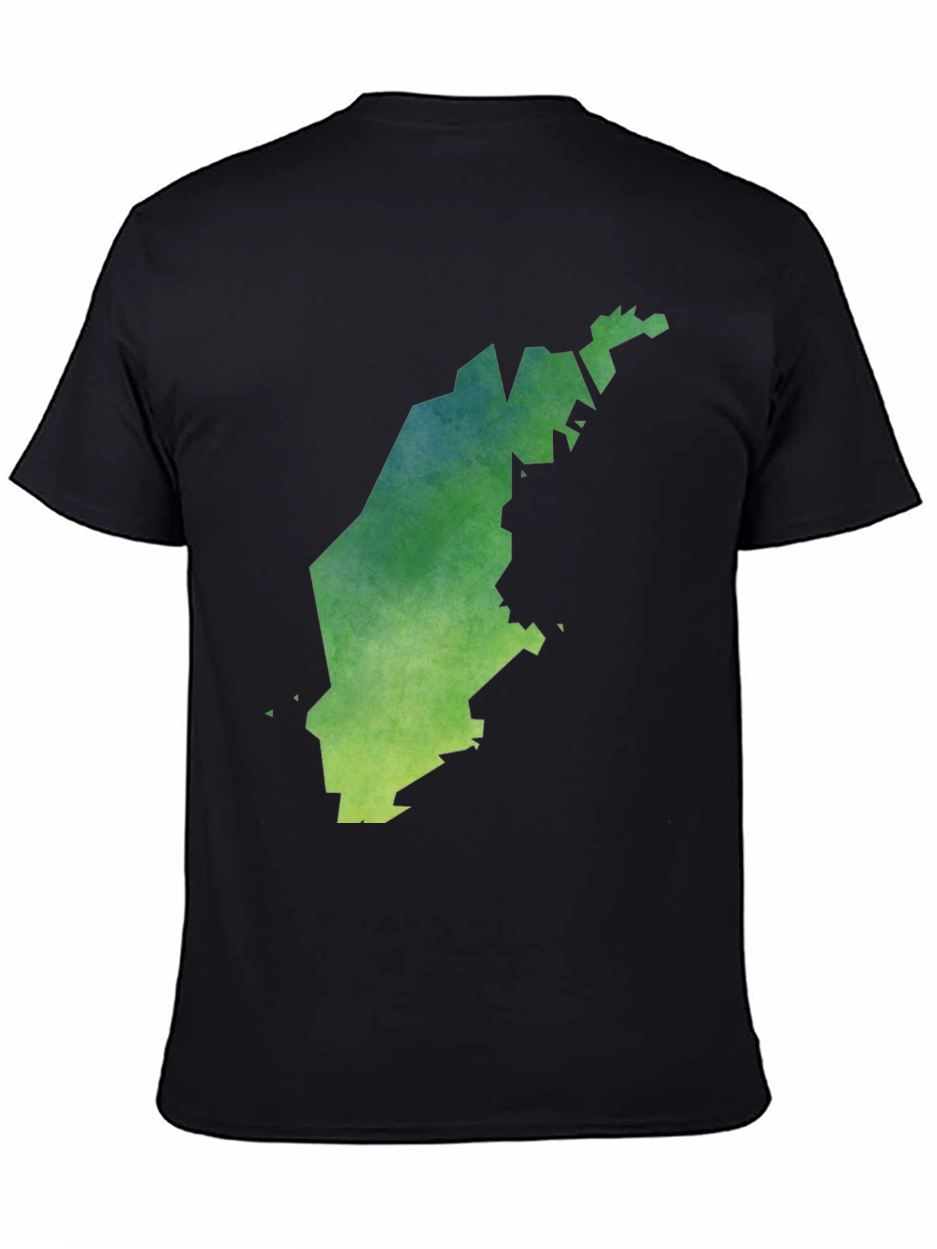 Camiseta Negra con Diseño Abstracto Verde