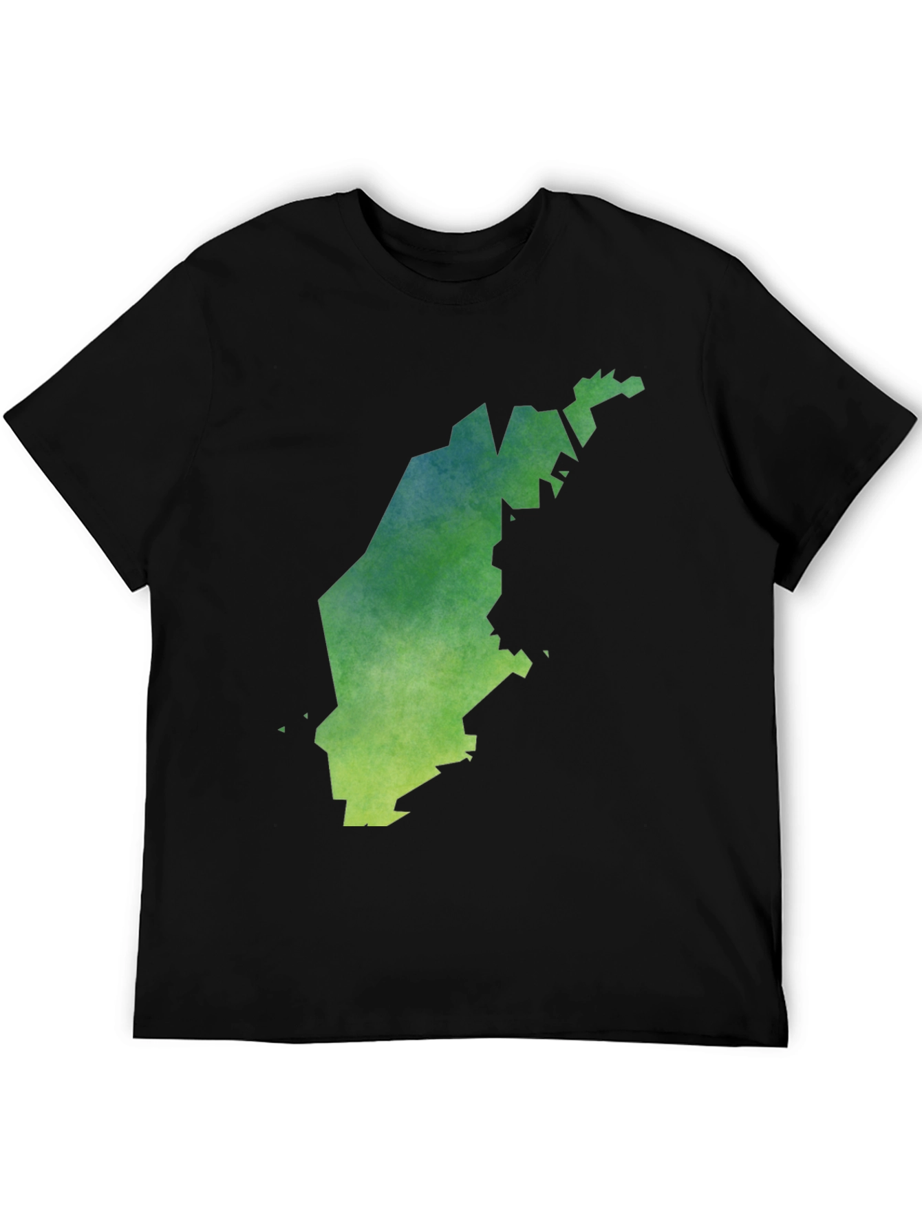 Camiseta Negra con Diseño Abstracto Verde