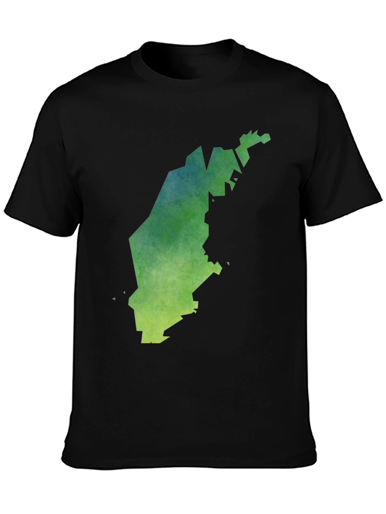 Camiseta Negra con Diseño Abstracto Verde