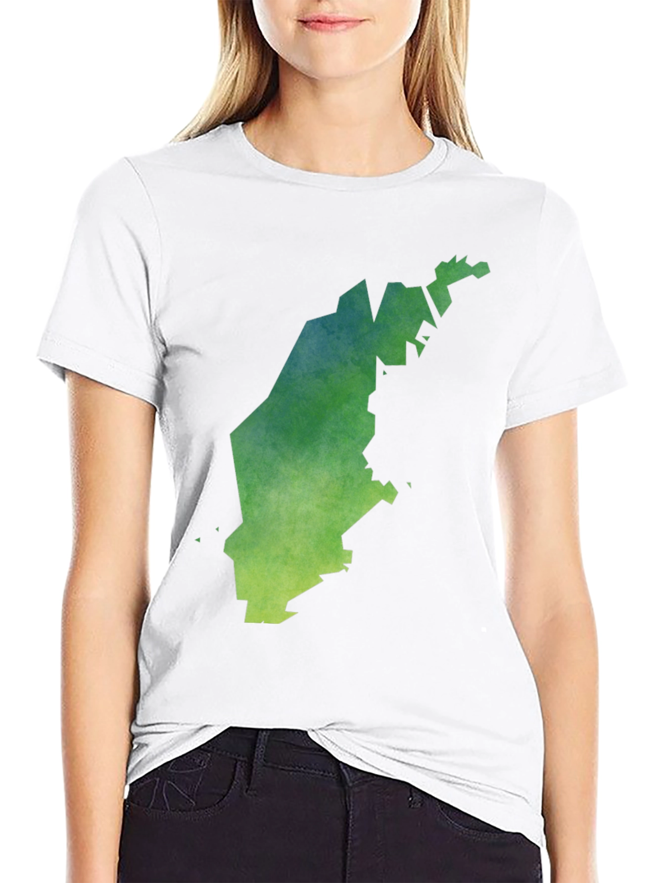 Camiseta Negra con Diseño Abstracto Verde