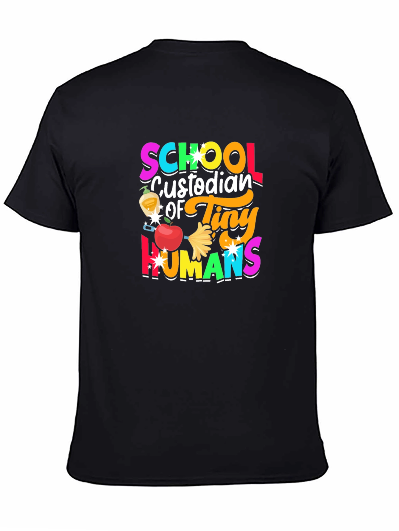 Camiseta Negra Custodio Escolar de Humanos Pequeños