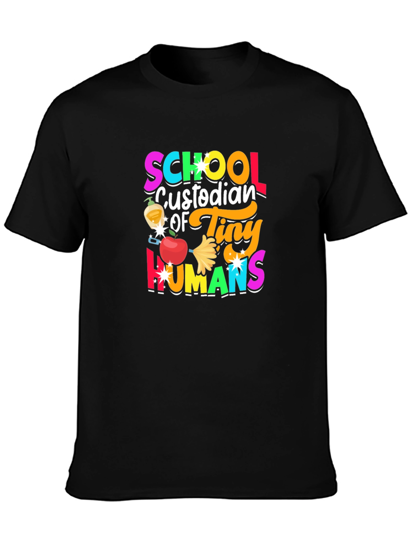 Camiseta Negra Custodio Escolar de Humanos Pequeños