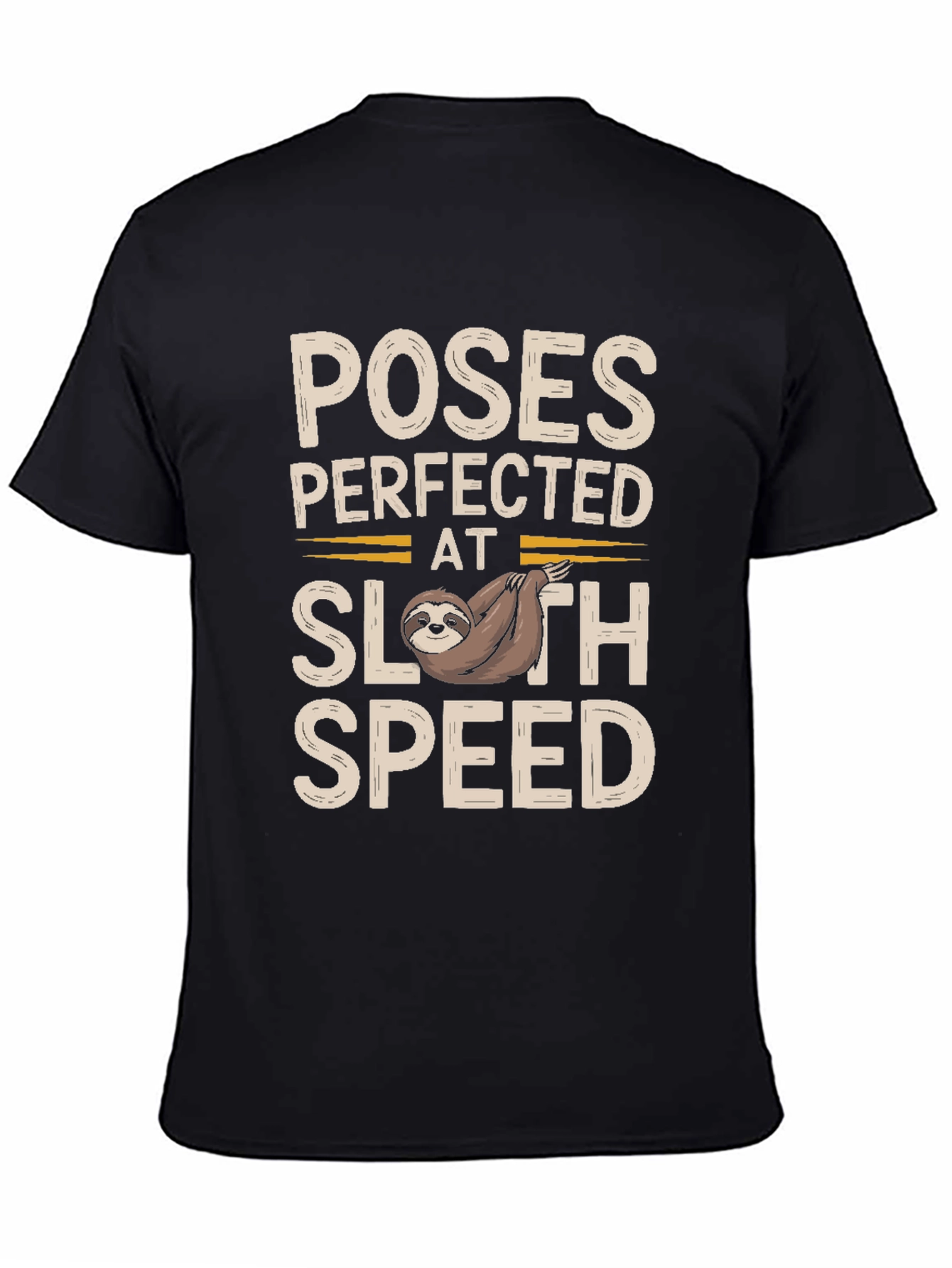 Camiseta Negra con Diseño de Perezoso - Poses Perfectas
