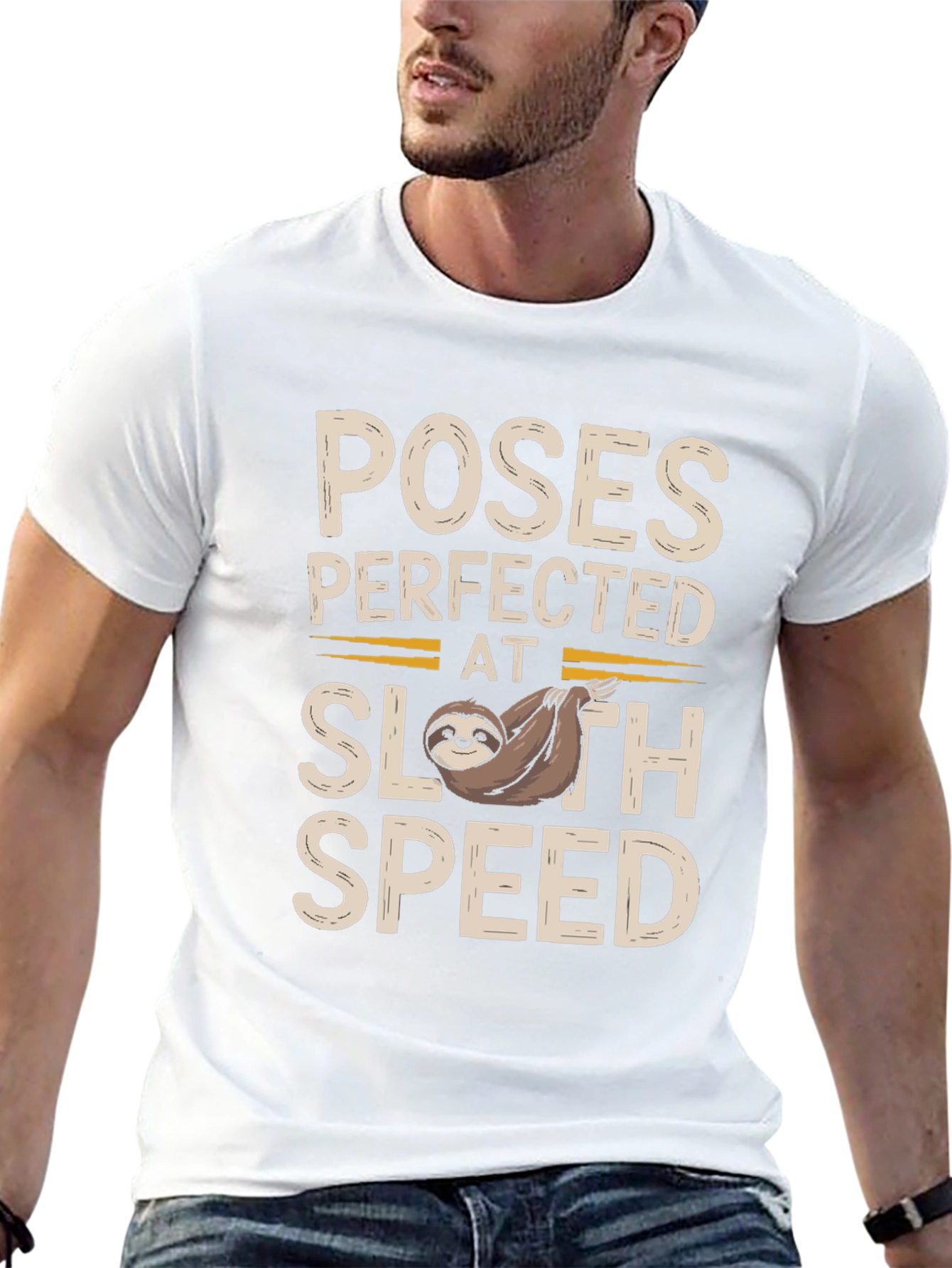 Camiseta Negra con Diseño de Perezoso - Poses Perfectas
