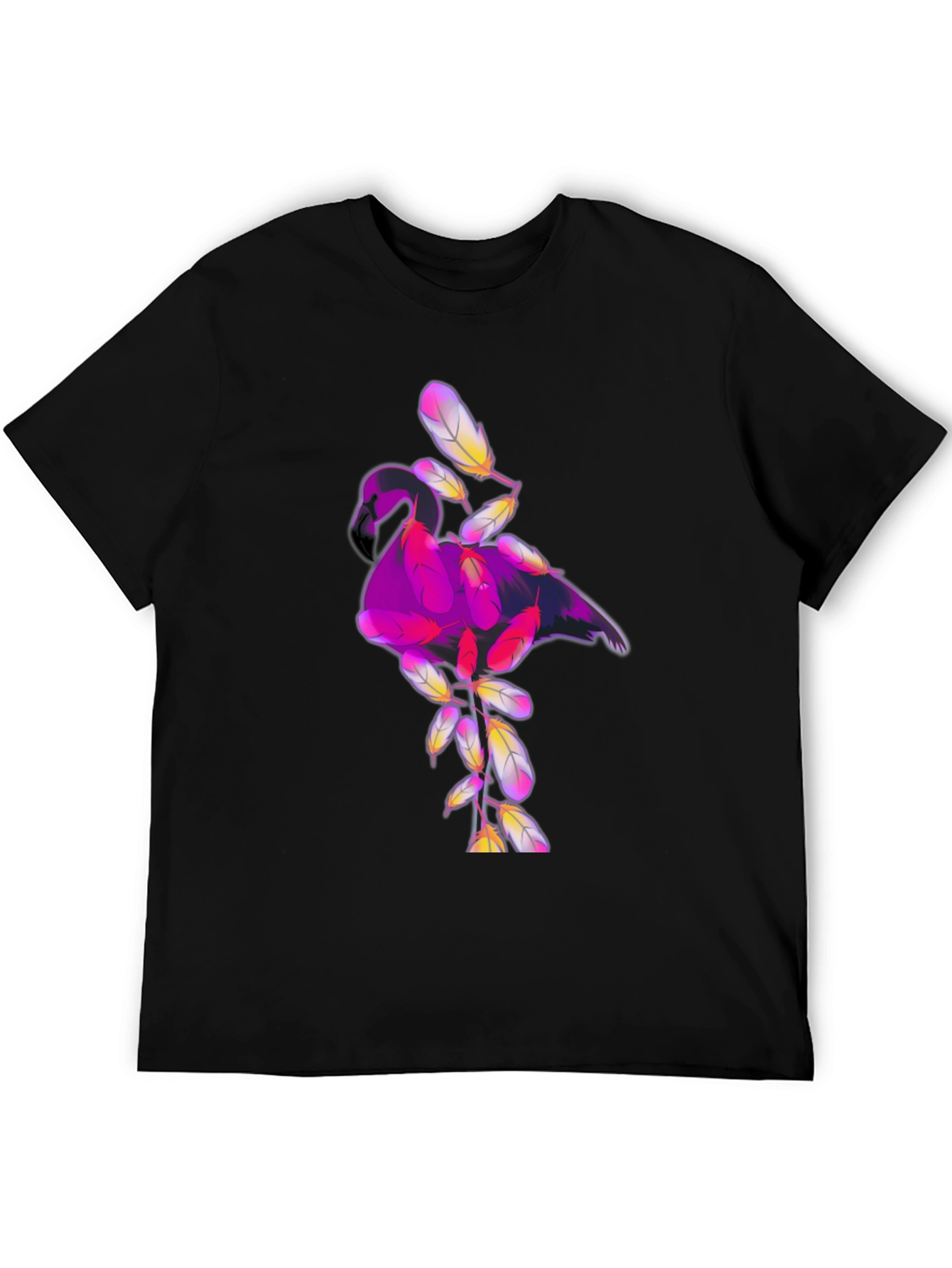 Camiseta Negra con Diseño de Flamenco Abstracto