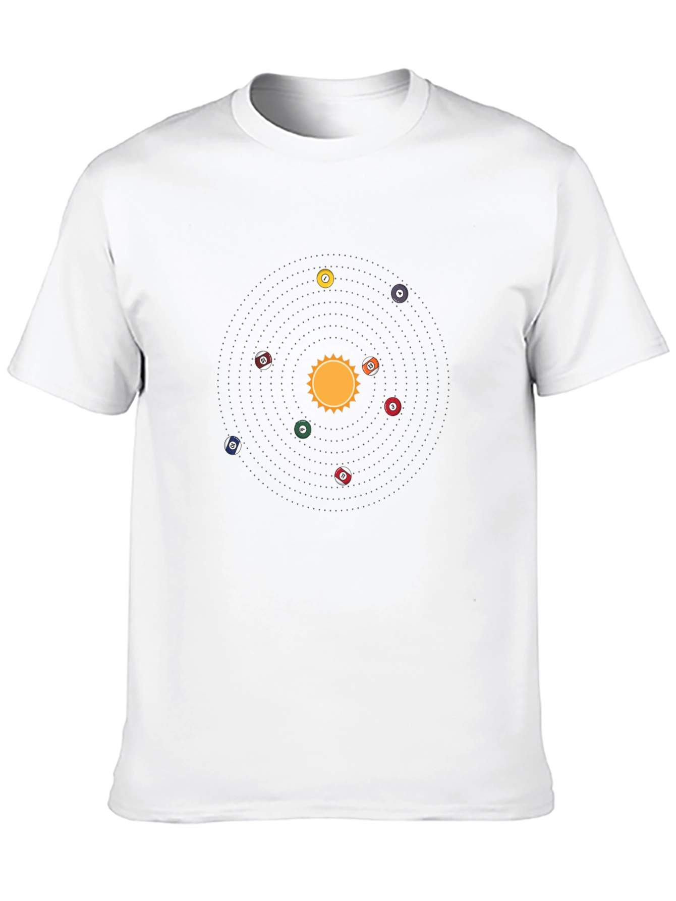 Camiseta Negra: Sistema Solar de Billar