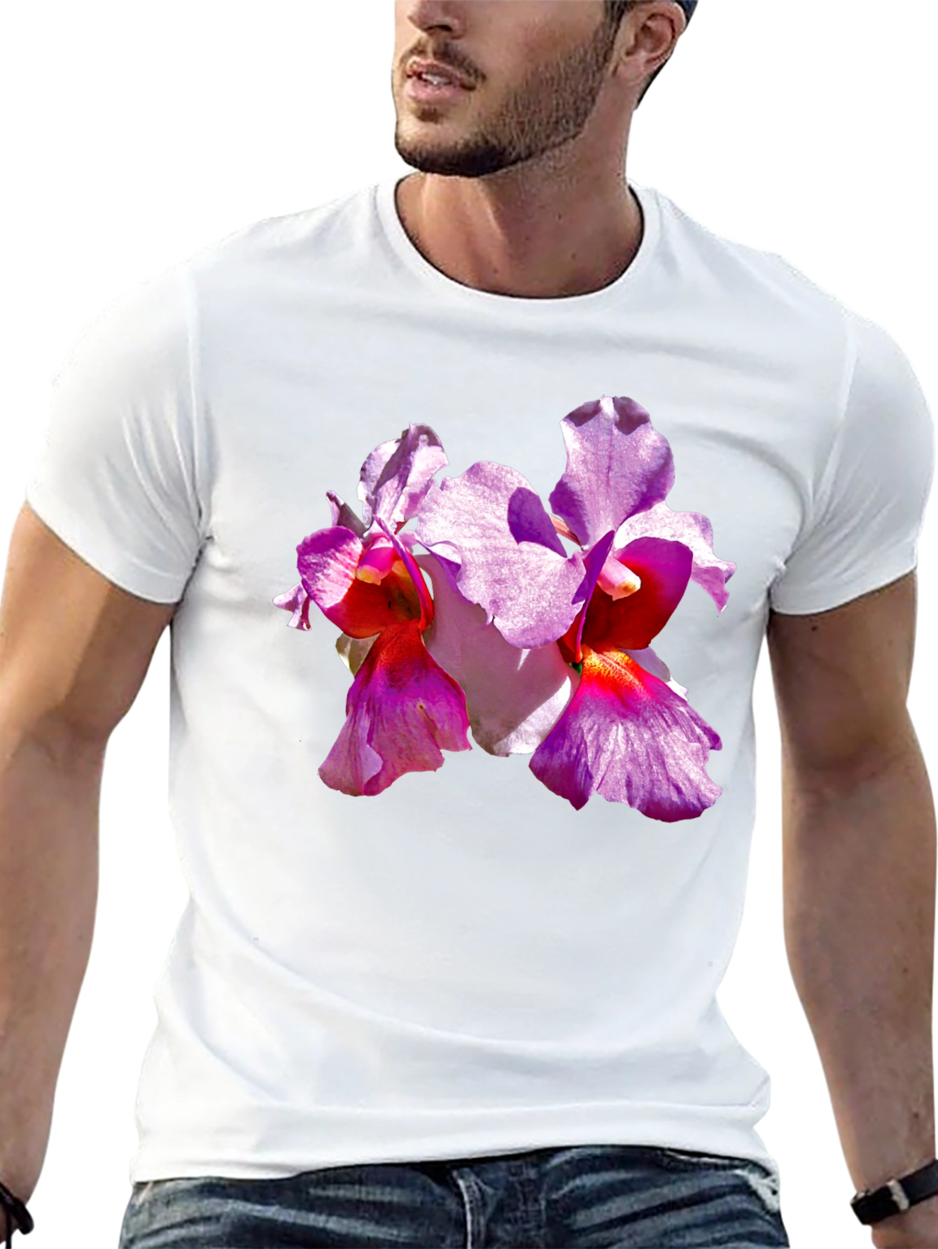 Camiseta Negra con Orquídeas