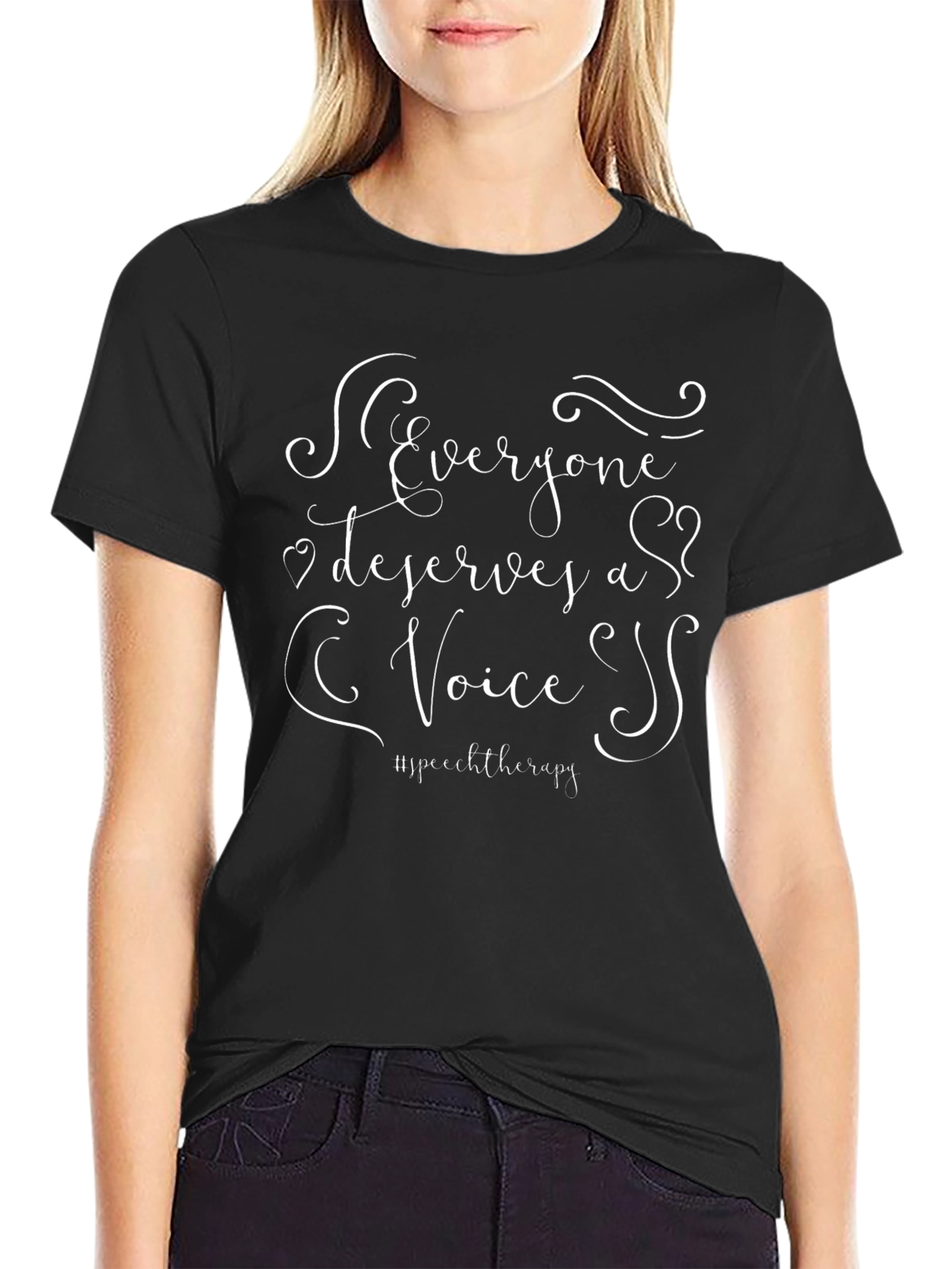 Camiseta Negra con Diseño Todos Merecen una Voz