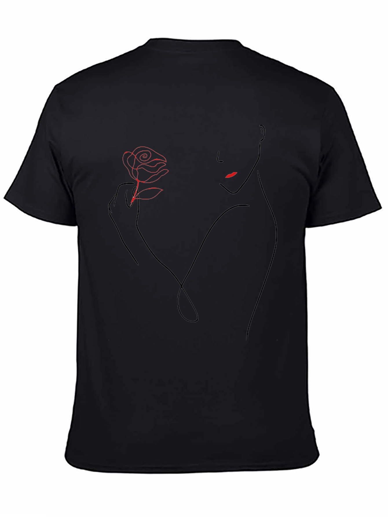 Camiseta Negra con Diseño Floral Abstracto para Hombre