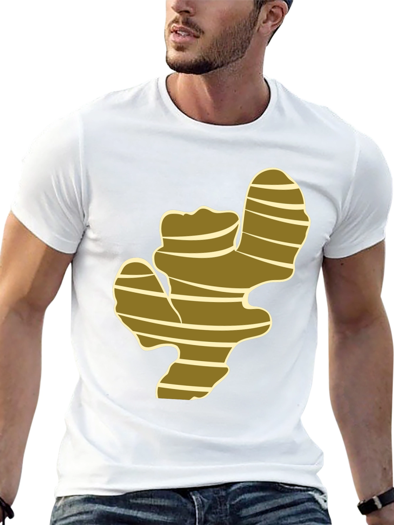 Camiseta Negra con Diseño de Raíz de Jengibre