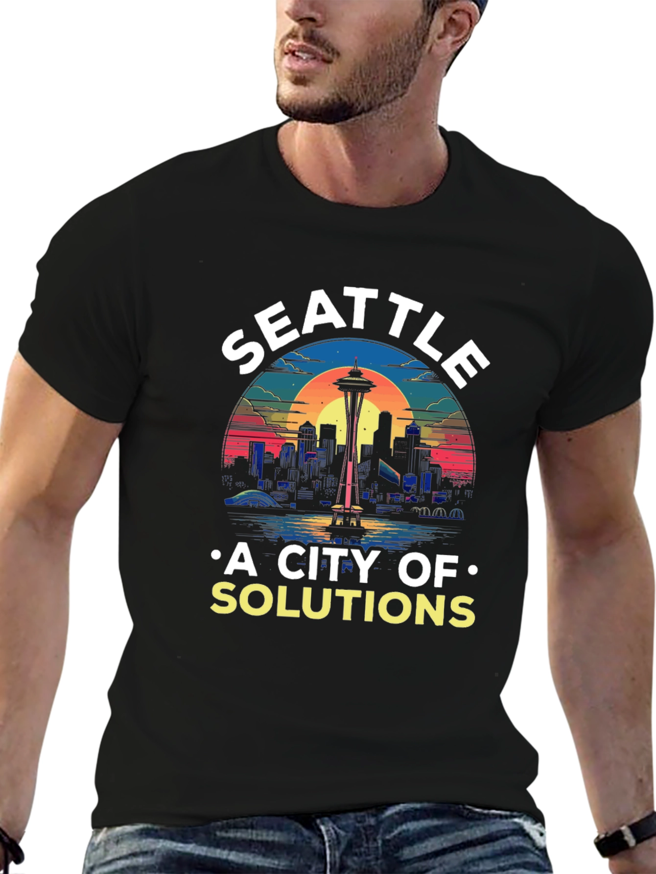 Camiseta Seattle: Ciudad de Soluciones con Diseño Retro