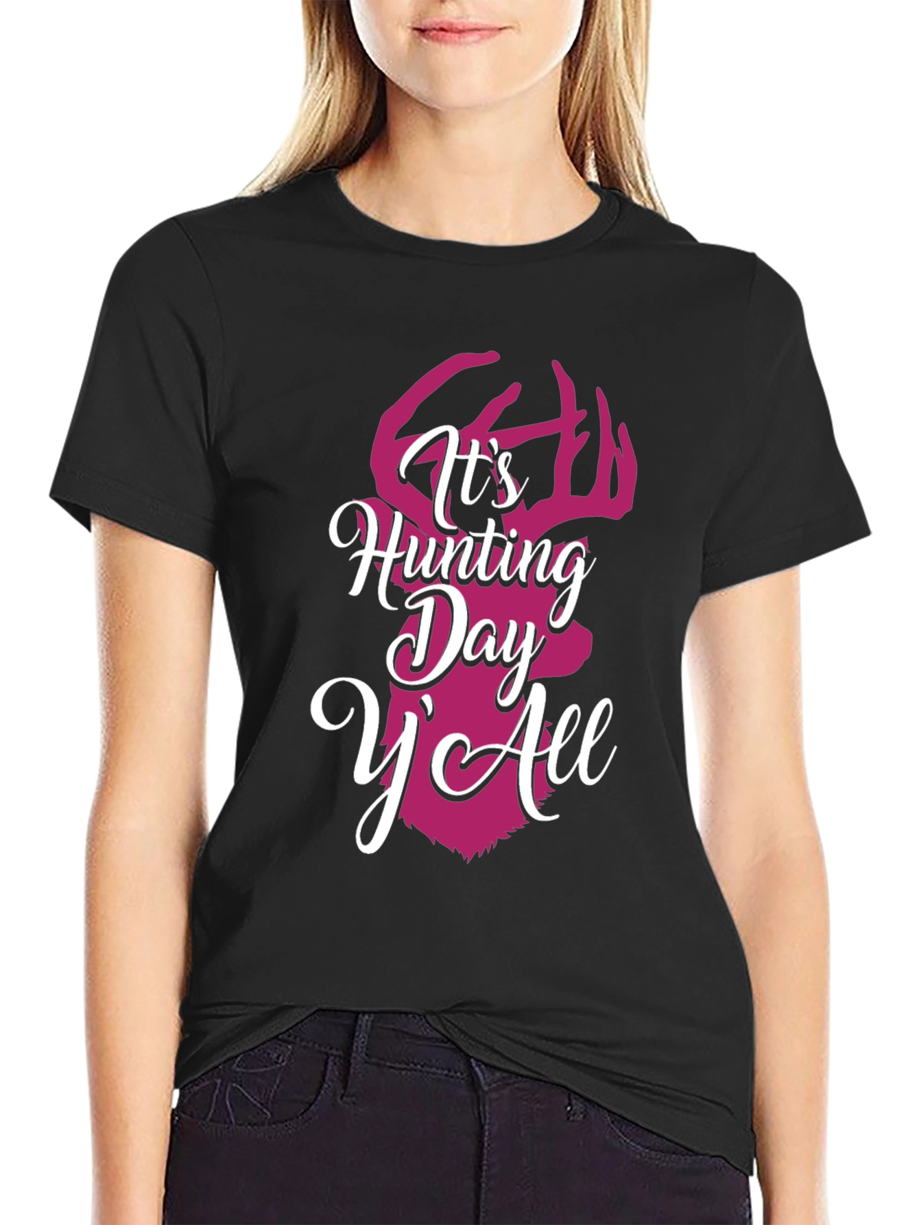 Camiseta Negra con Diseño de Caza