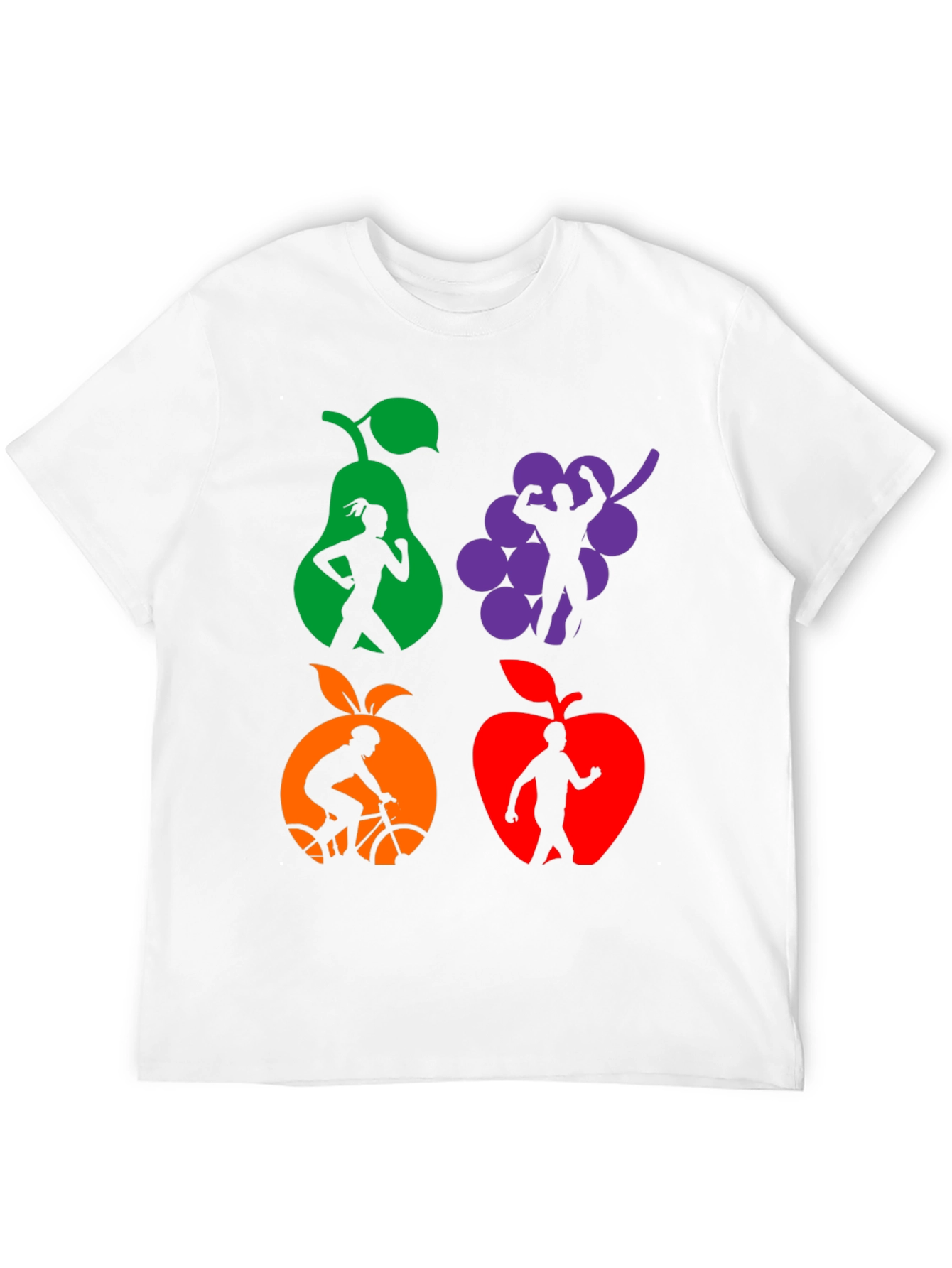 Camiseta Negra Deportiva con Diseño de Frutas