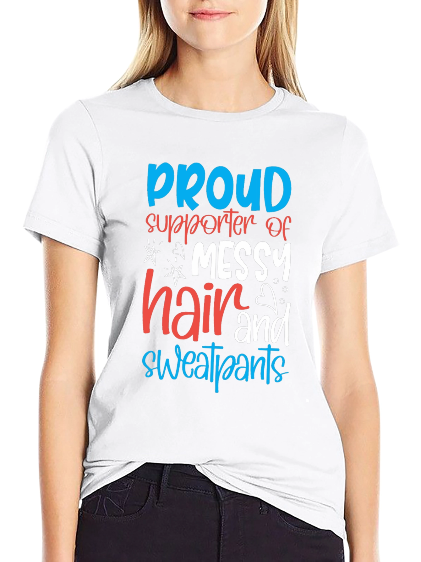Camiseta Negra Proud Supporter Messy Hair