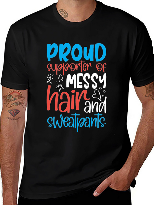 Camiseta Negra Proud Supporter Messy Hair